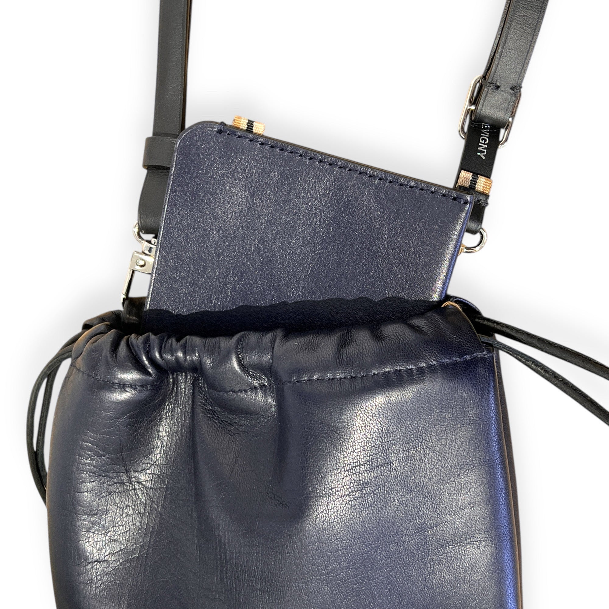 MARIELAURENCESTEVIGNY Travel passport rfid wallet - Ink blue edtion -in String micro bag.
