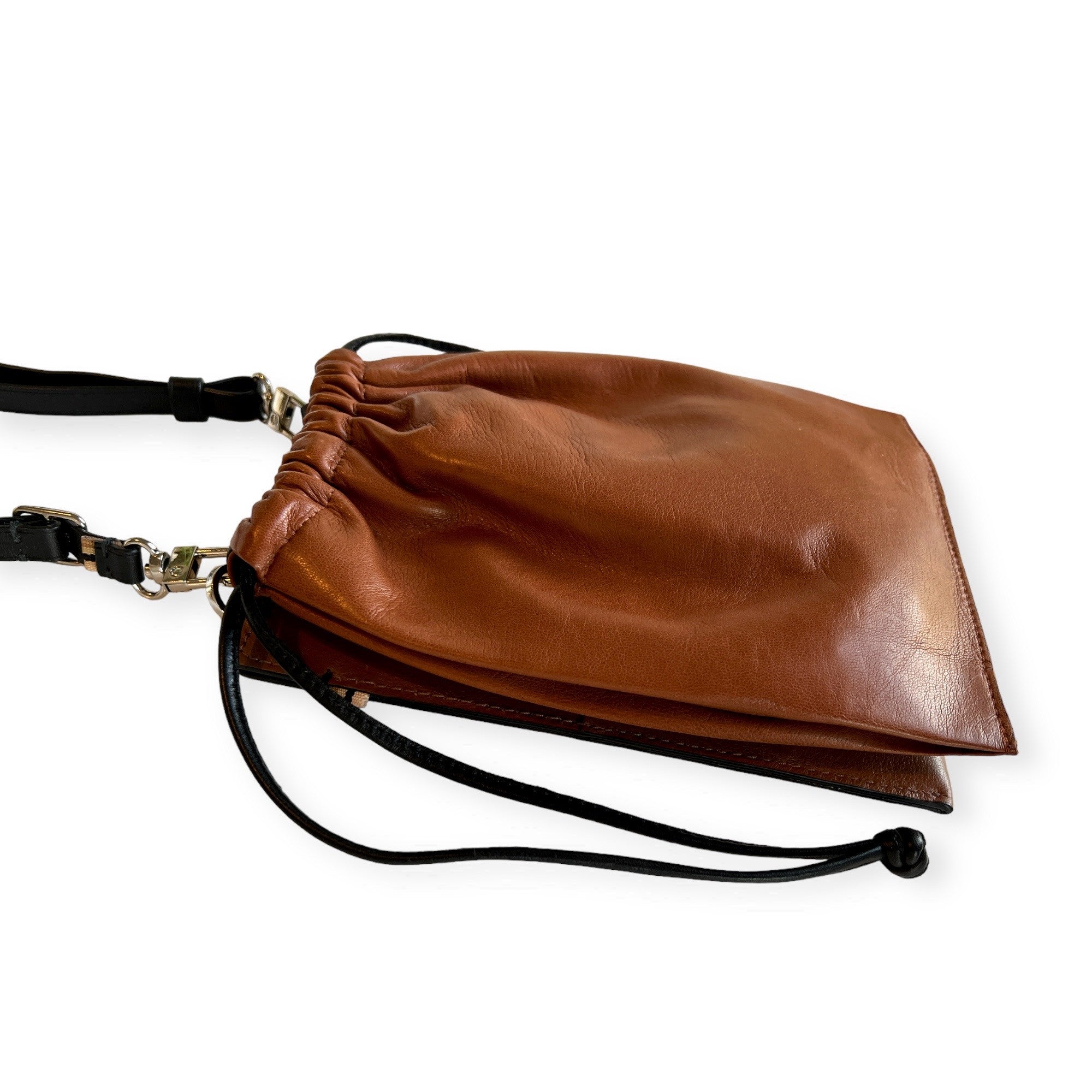 MARIELAURENCESTEVIGNY-Drawstring pouch combo - drawstring pouch with Phone -Tan -flat deta