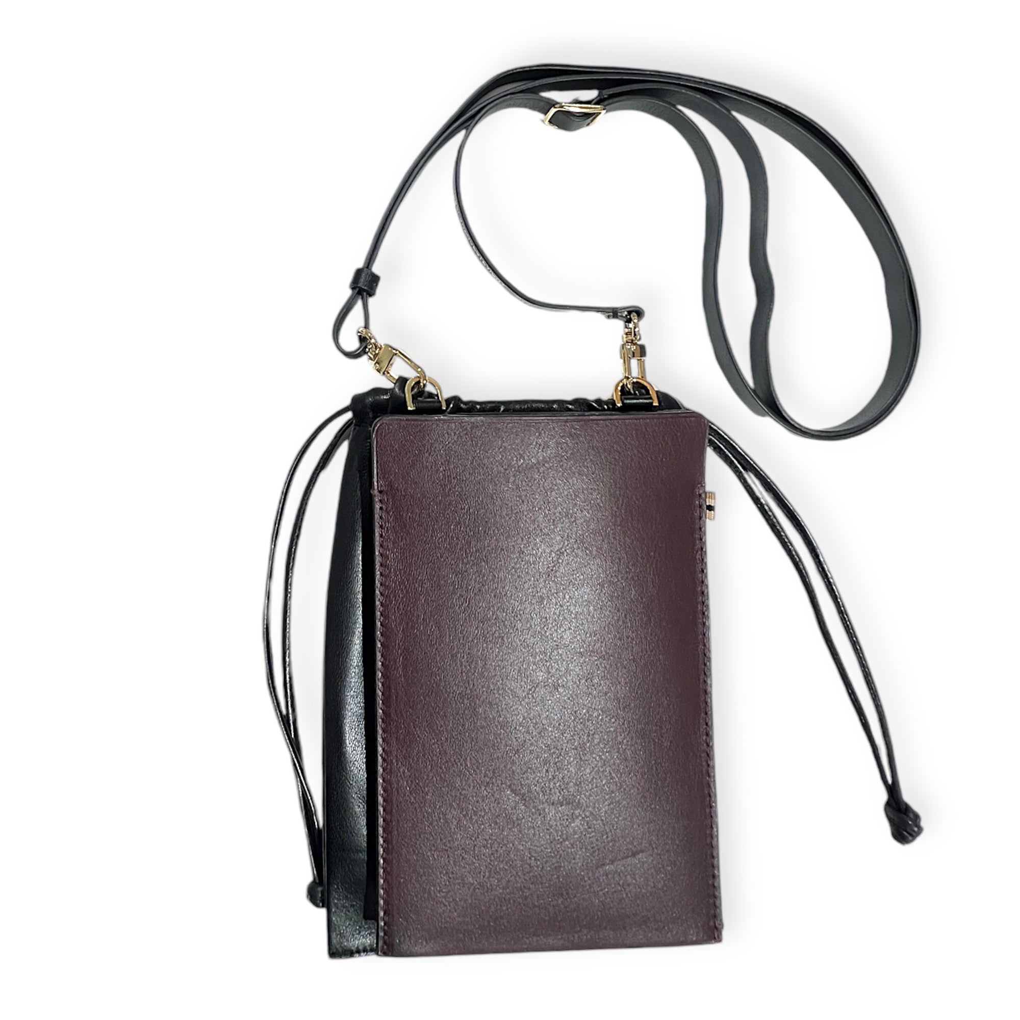 MARIELAURENCESTEVIGNY - burgundy- Phone bag with String pouch - front .JPG