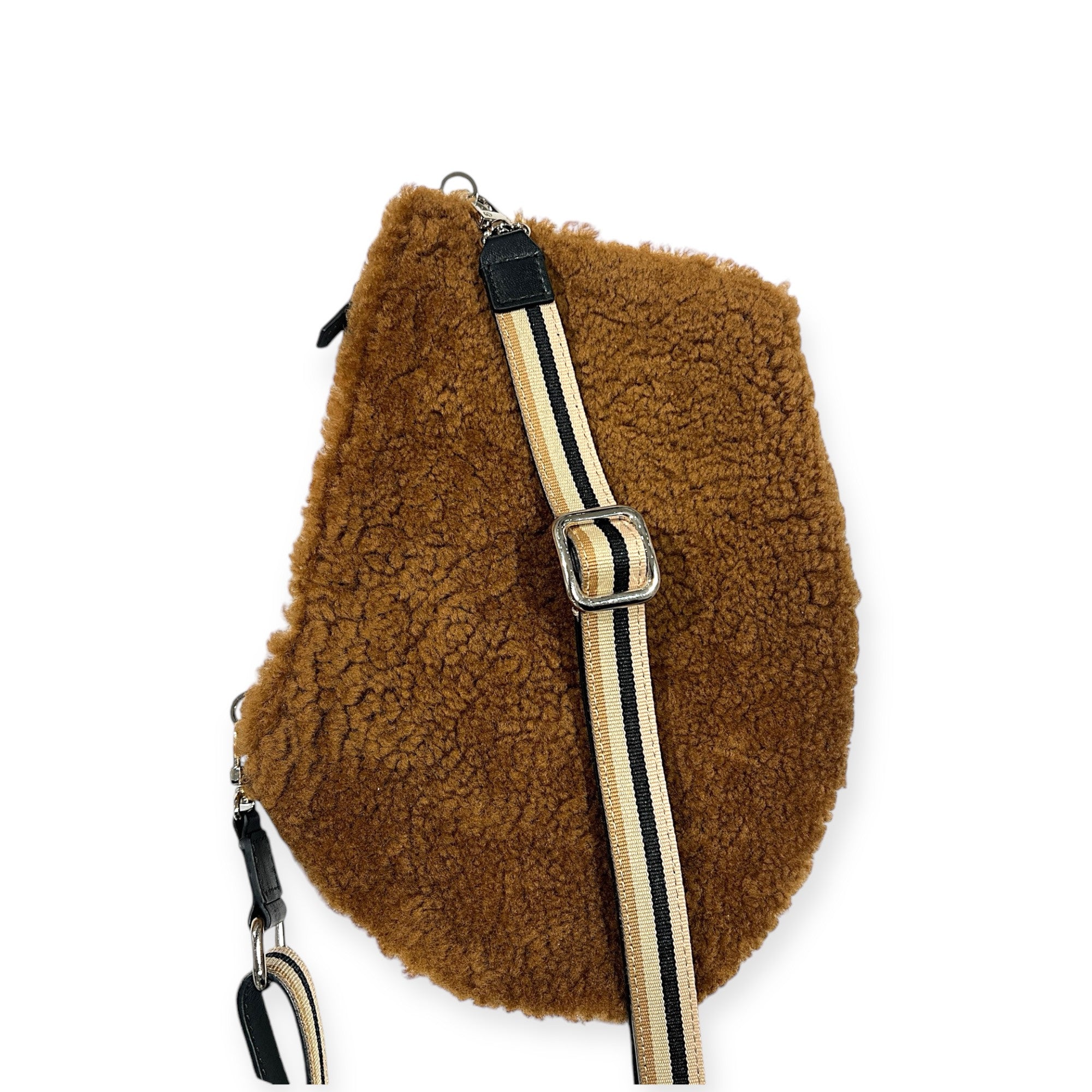 marielaurencestevigny- Zip maxi curly shearling tan cross body bag - croco leather - tan