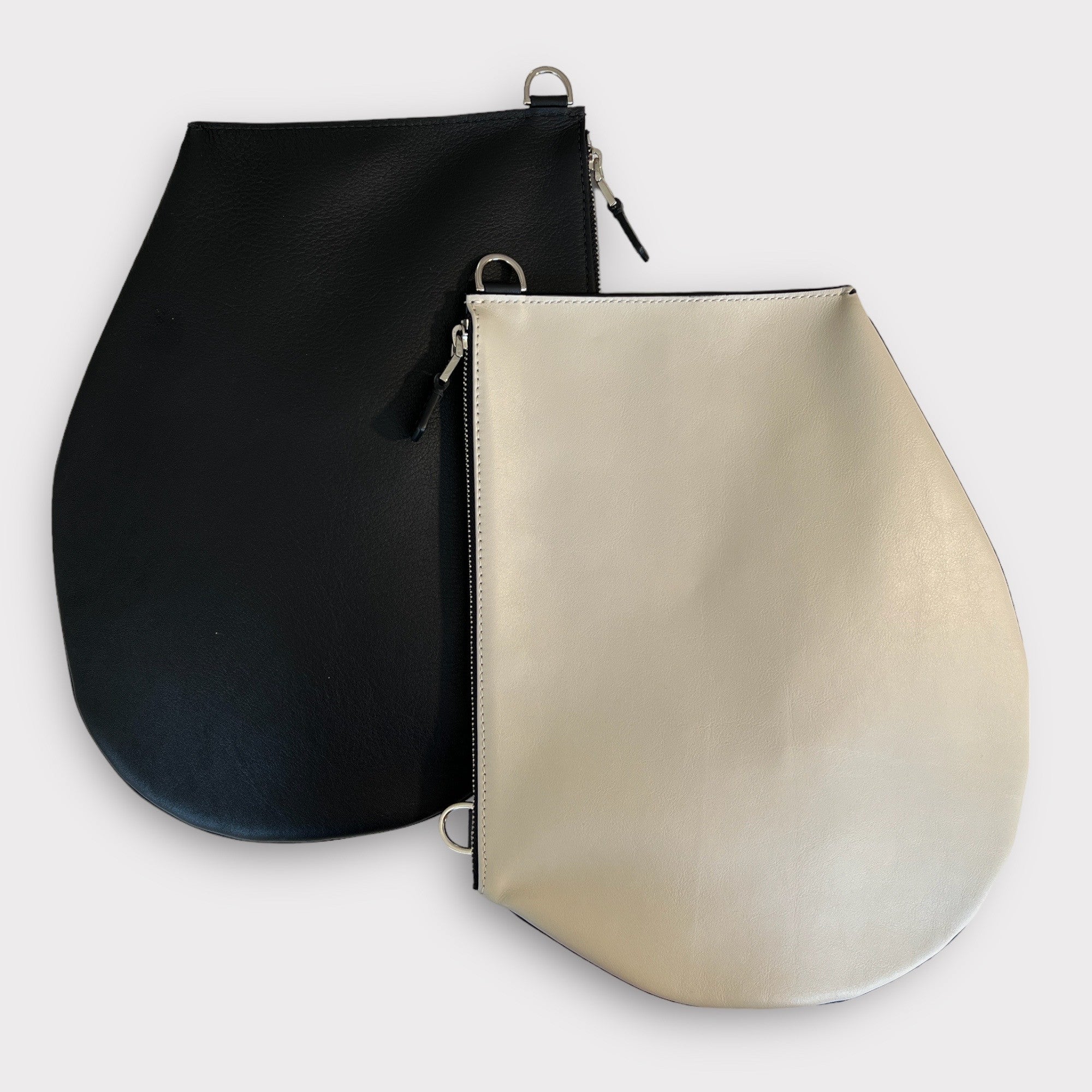 Pochette bandoulière - Zip XL - Blanc cassé et noir