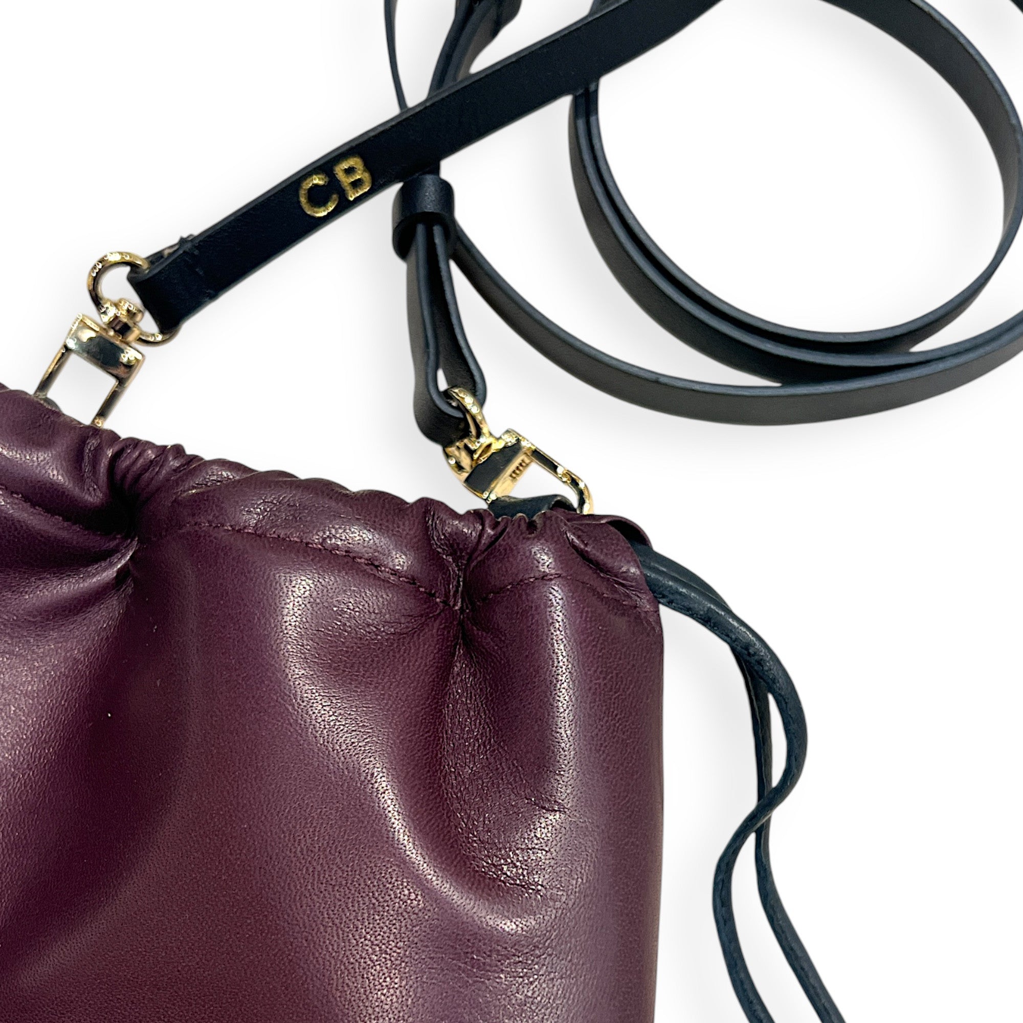 Pochette à lien de serrage - String micro - Bordeaux et noir
