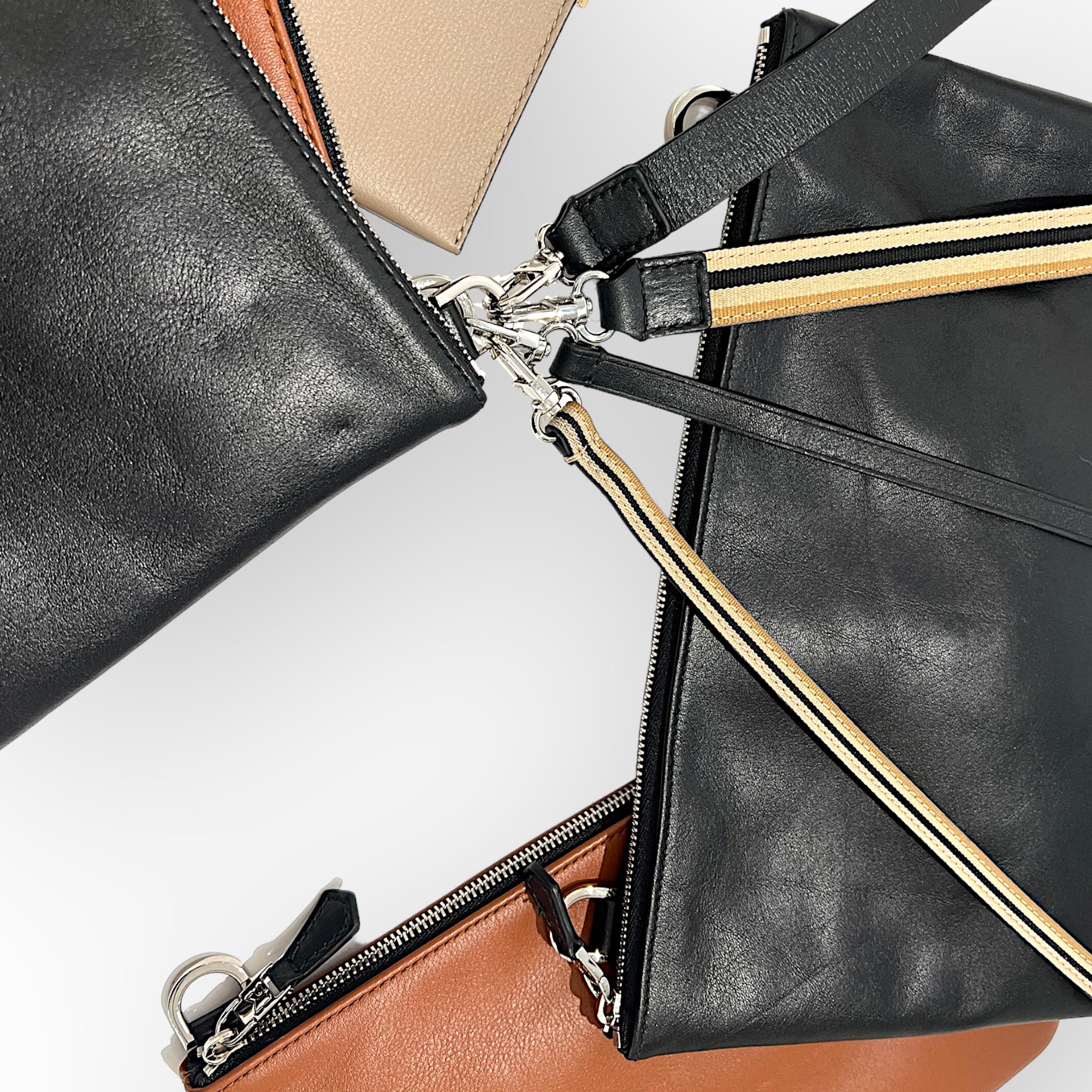 MARIELAURENCESTEVIGNY_DUO Pocket mixte with tan & black with set of straps j.JPG