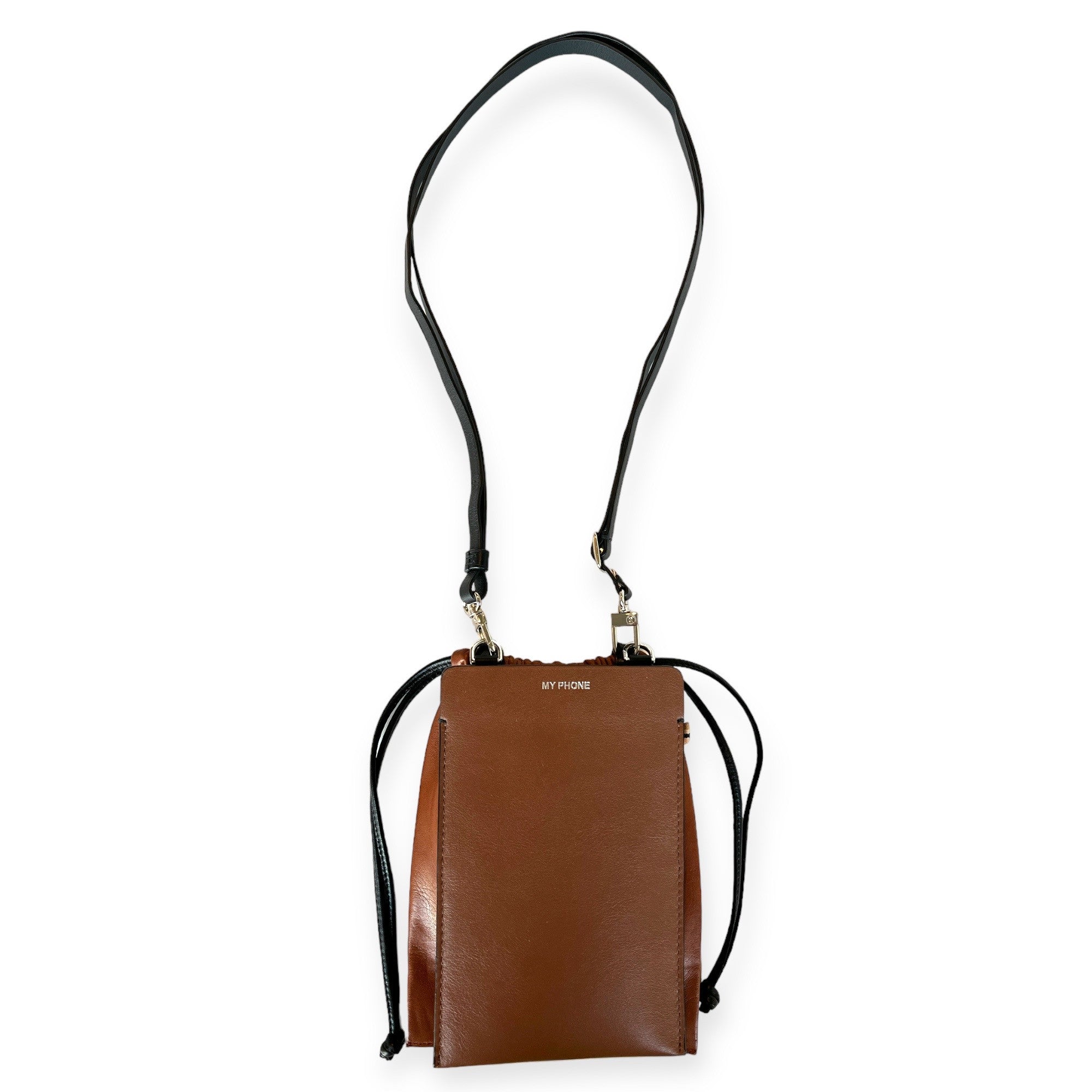 MARIELAURENCESTEVIGNY-Drawstring pouch combo - drawstring pouch with Phone -tan .JPG