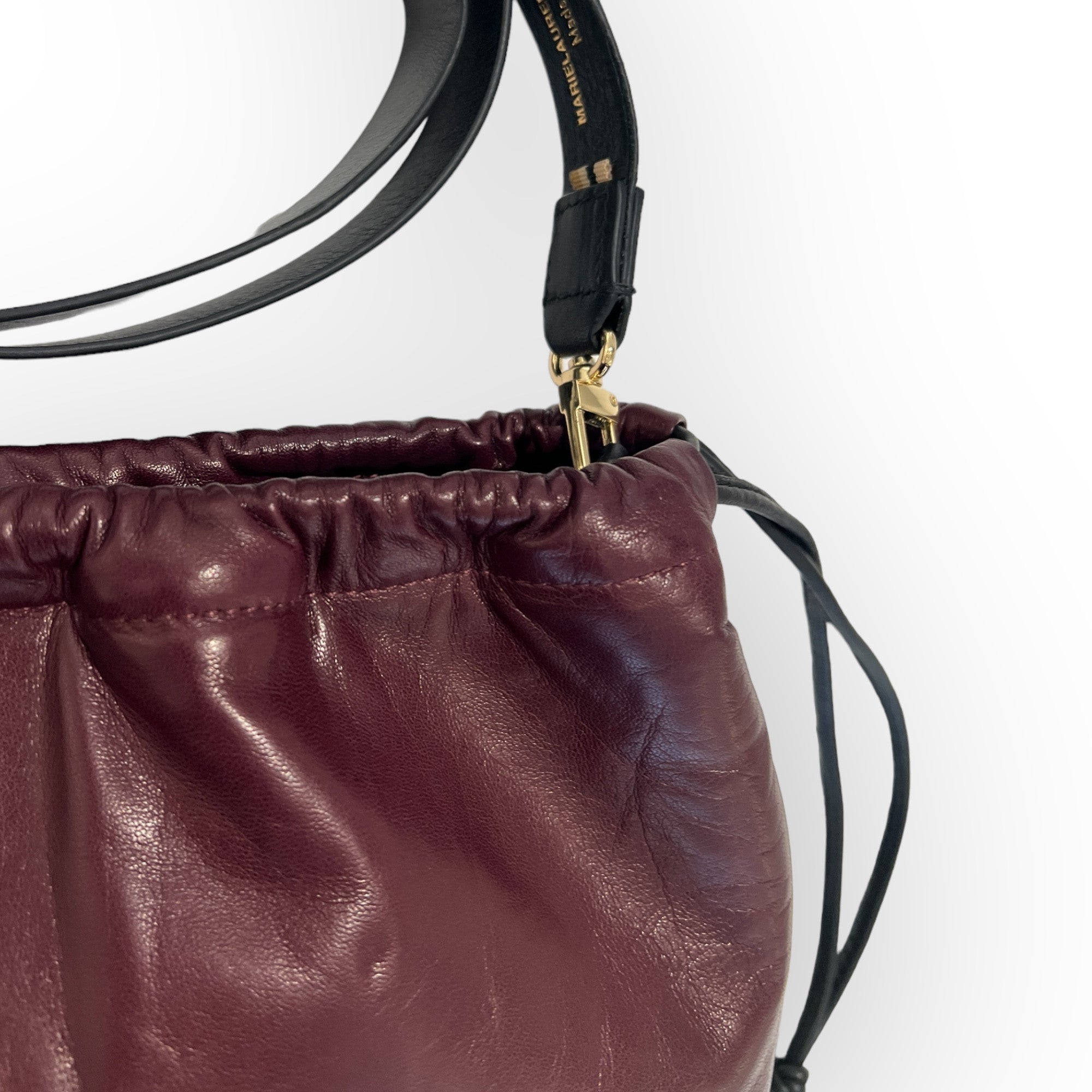 Pochette à lien de serrage - String medium - Bordeaux profond et noir