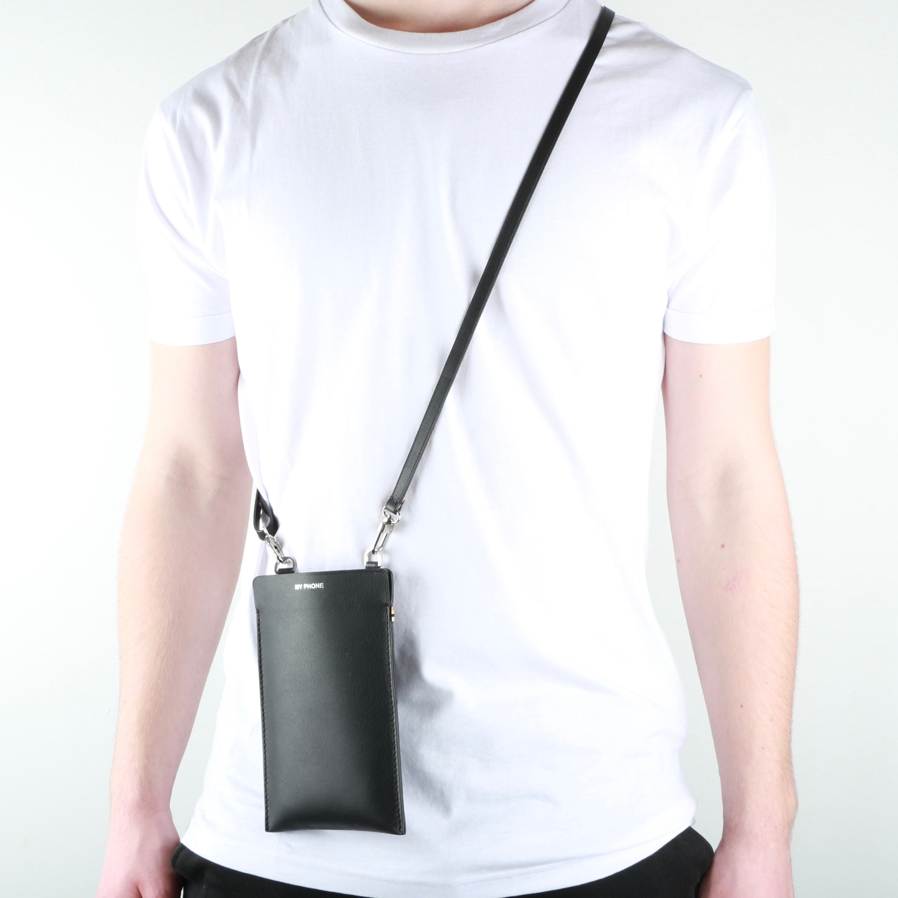 Phone bag - My phone - Black with silver trim