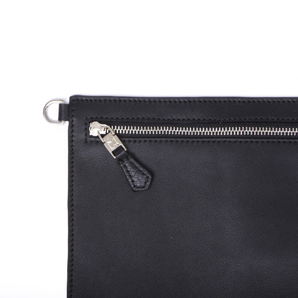 Pochette bandoulière - Zip medium cut - Noir et finitions argentées
