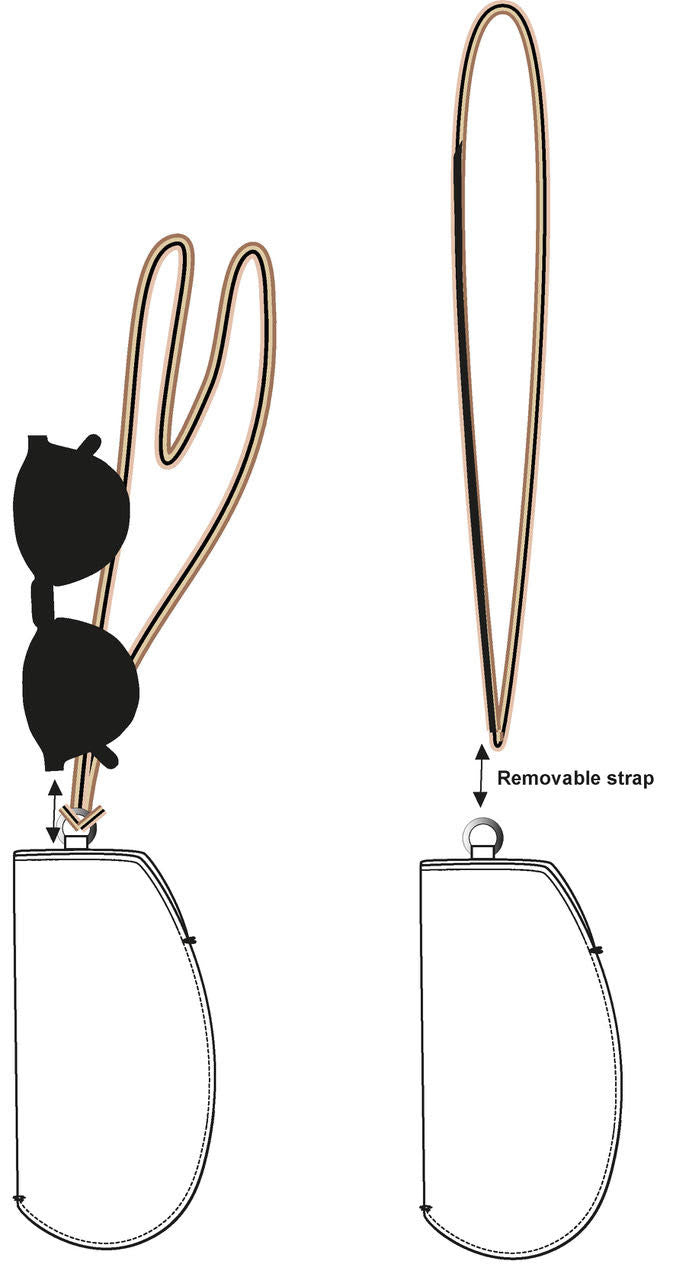 Étui à lunettes - Noir et finitions argentées lien cuir noir