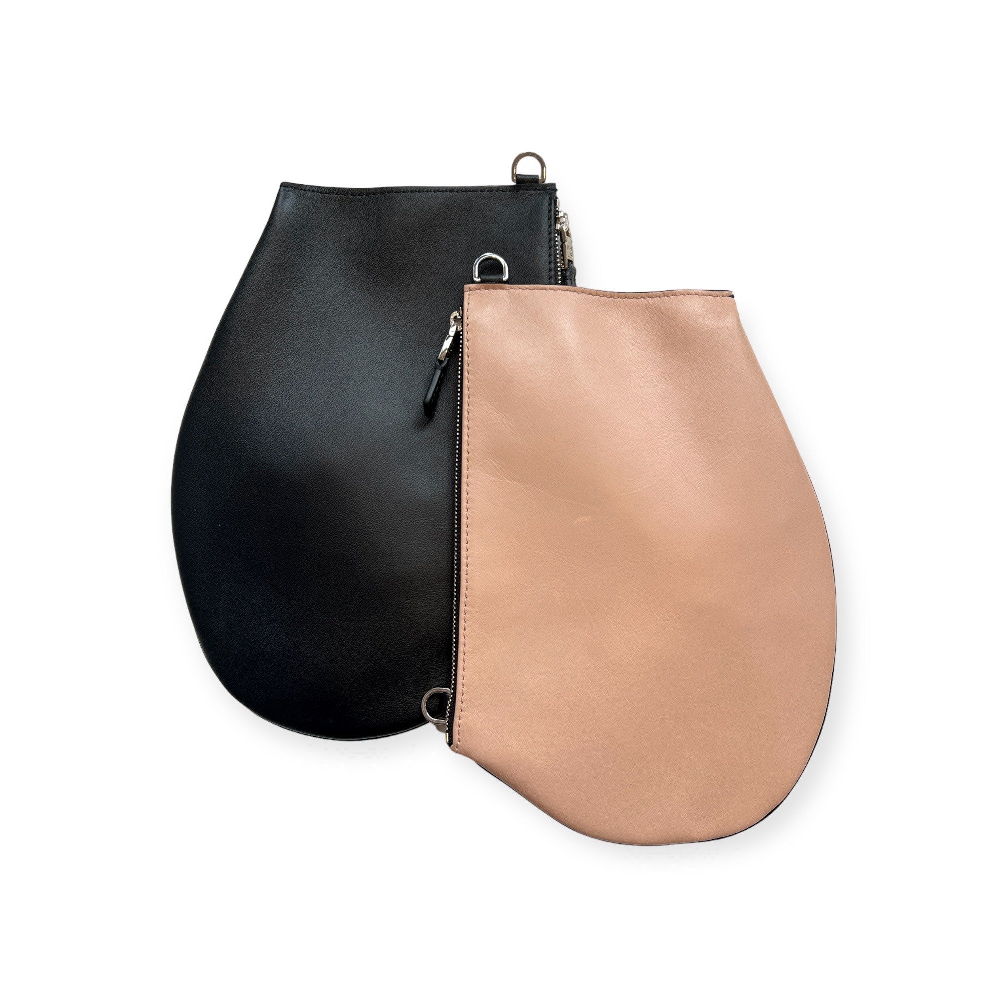 Pochette bandoulière - Zip medium - Nude et noir