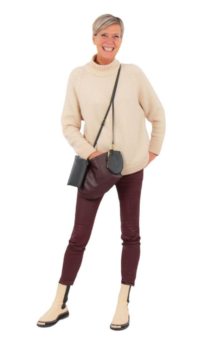 Pochette bandoulière - Zip XL - Bordeaux et finitions dorées