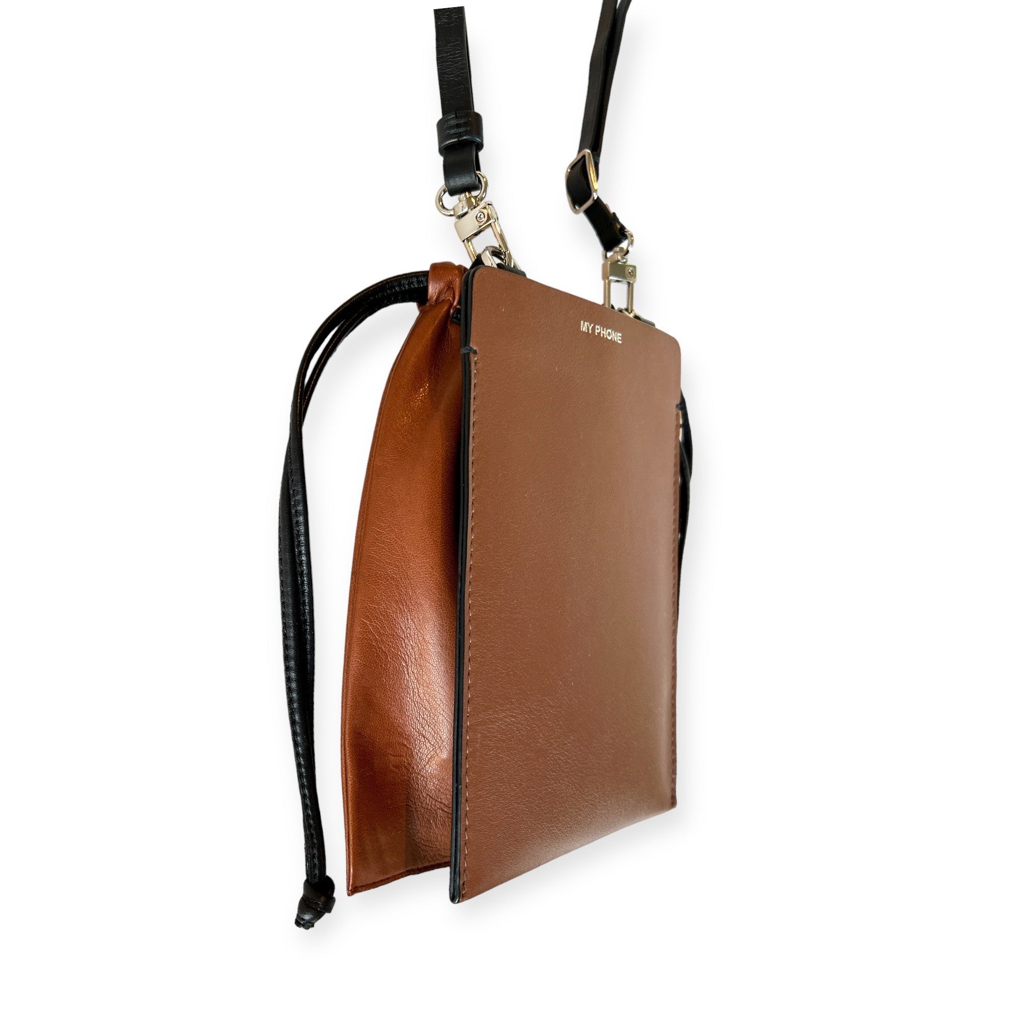 MARIELAURENCESTEVIGNY-Drawstring pouch combo - drawstring pouch with Phone-Tan -front pro