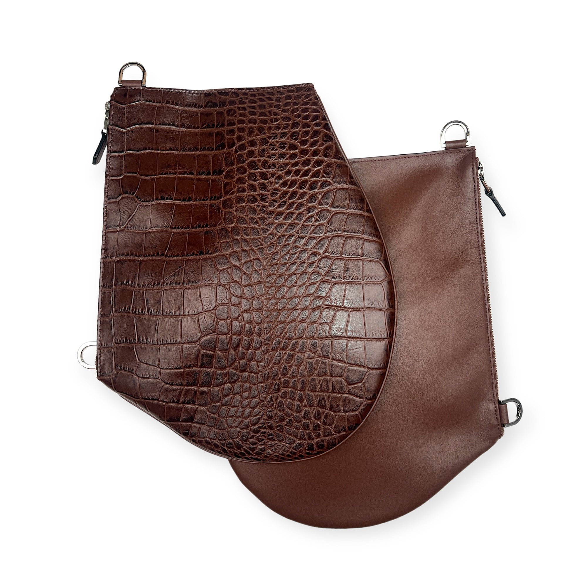 Pochette bandoulière - Zip XL - Croco ébène et noir