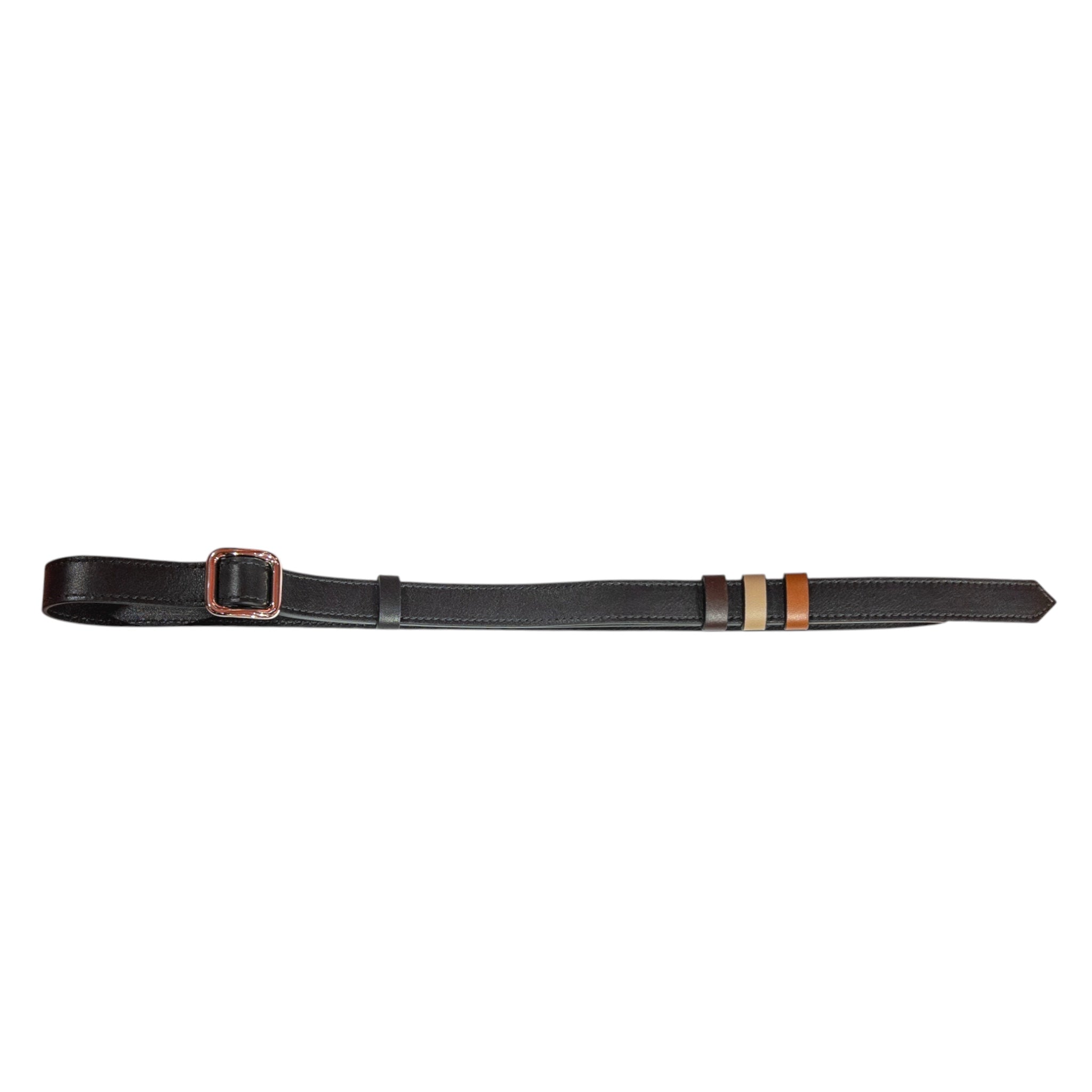 Slim single belt - black leather and silver finish