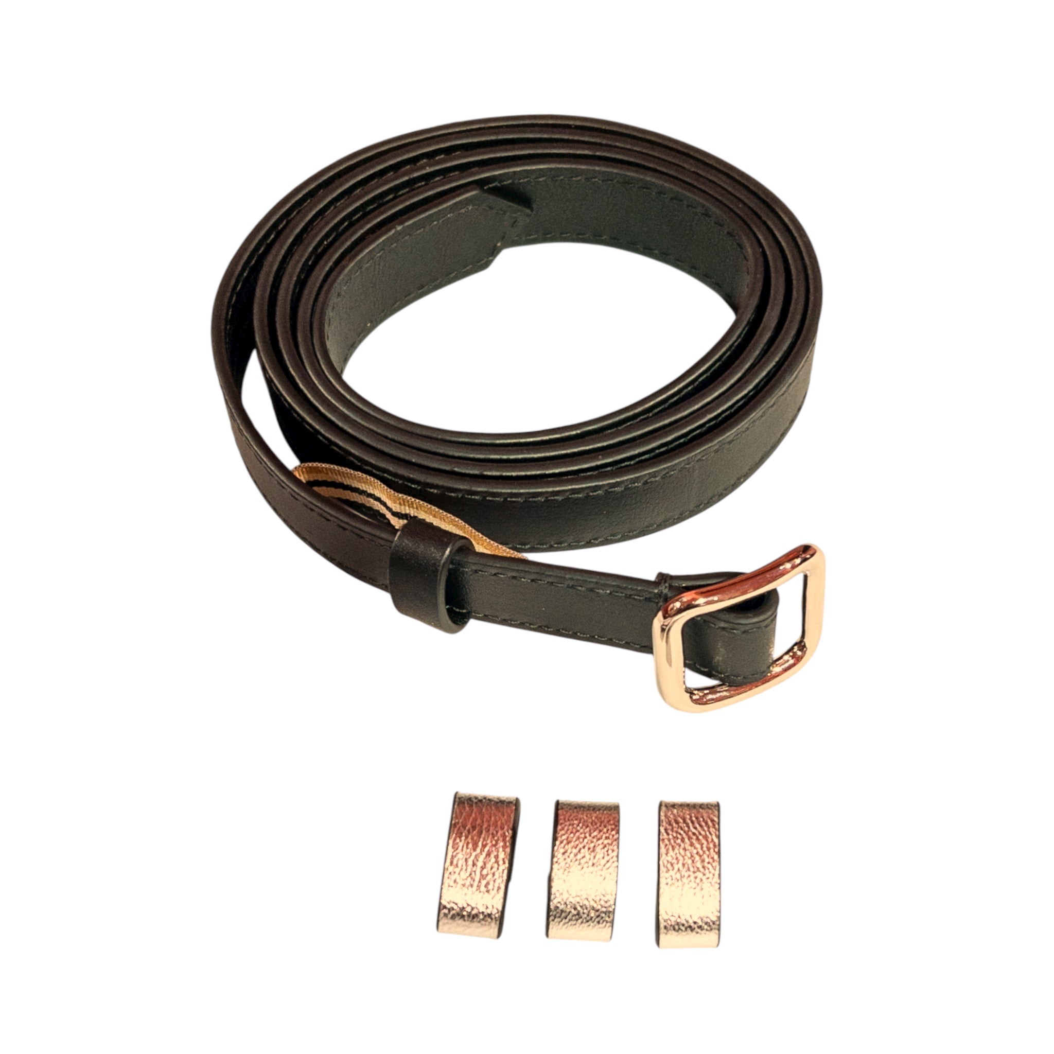 Slim single belt - Black with gold trim