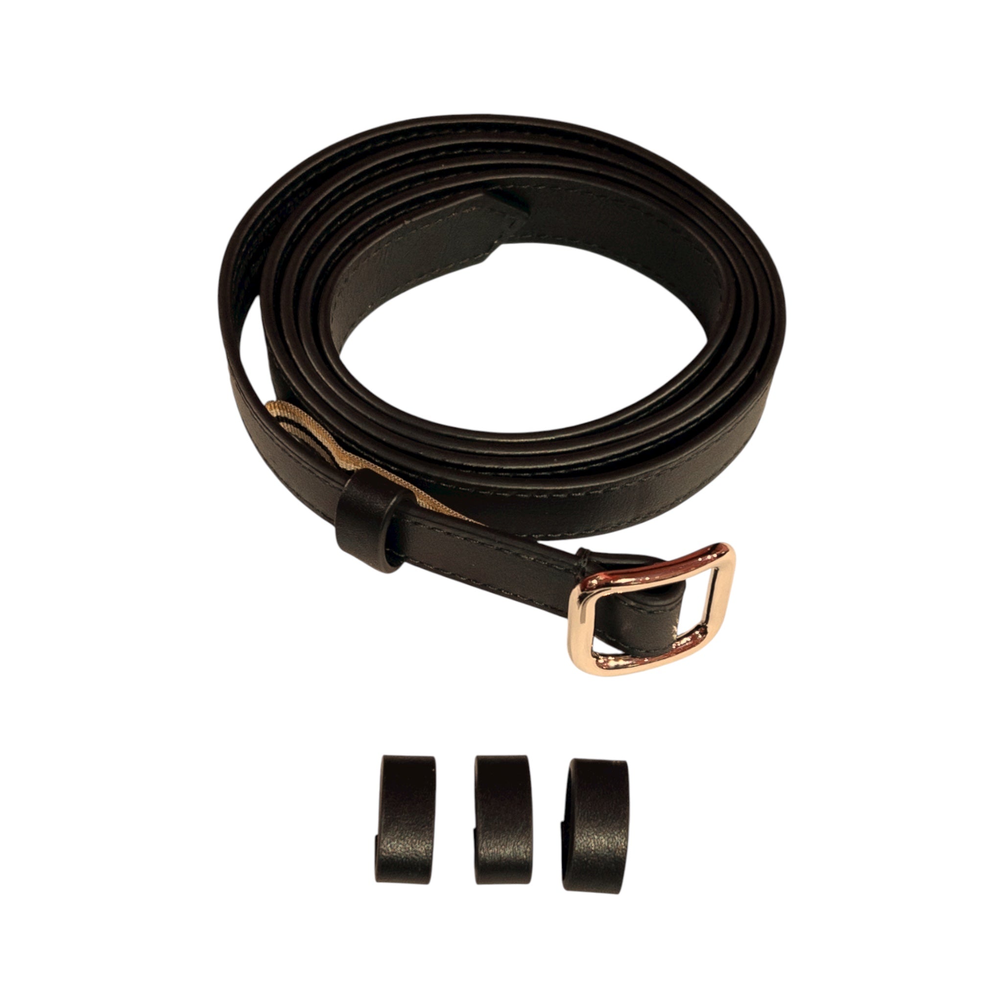 Slim single belt - Black with gold trim