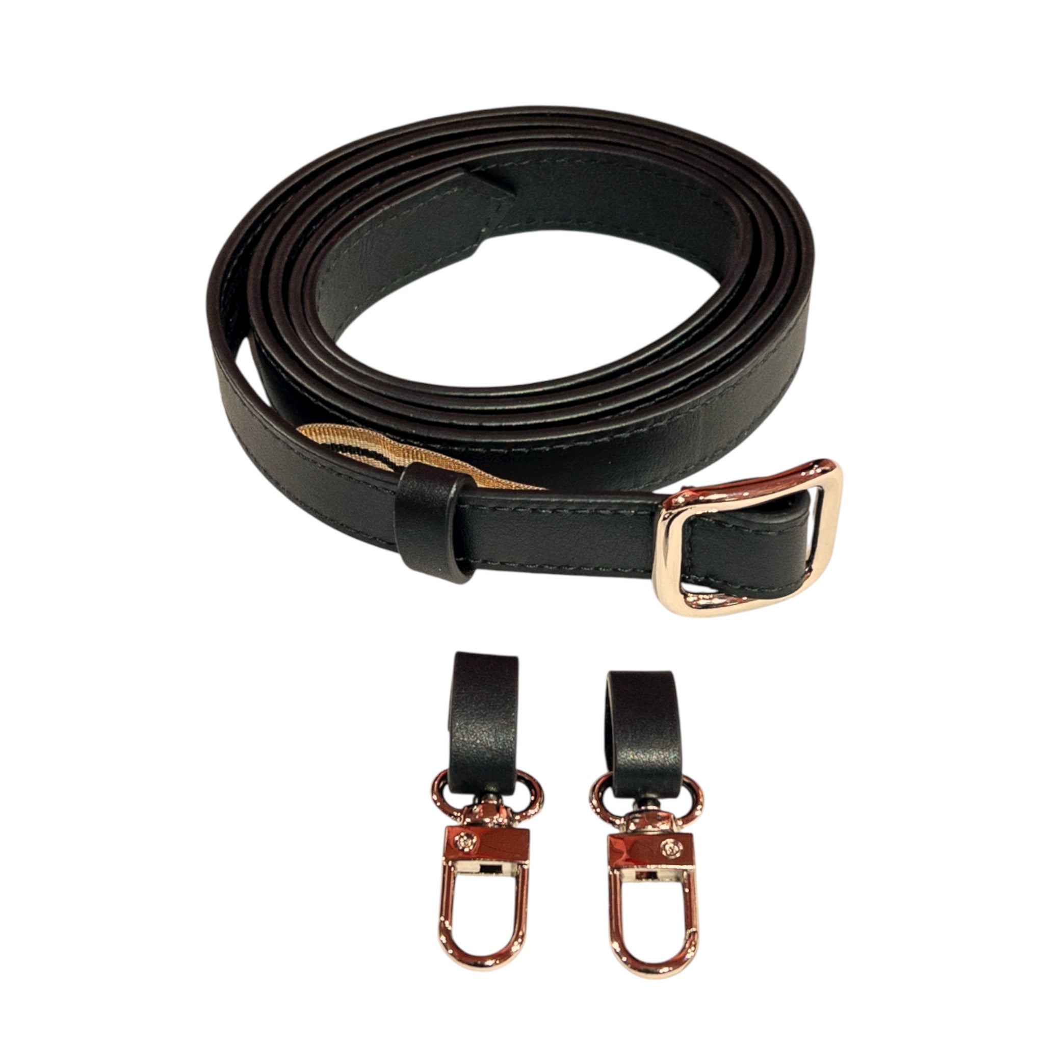 Slim single belt - Black with gold trim