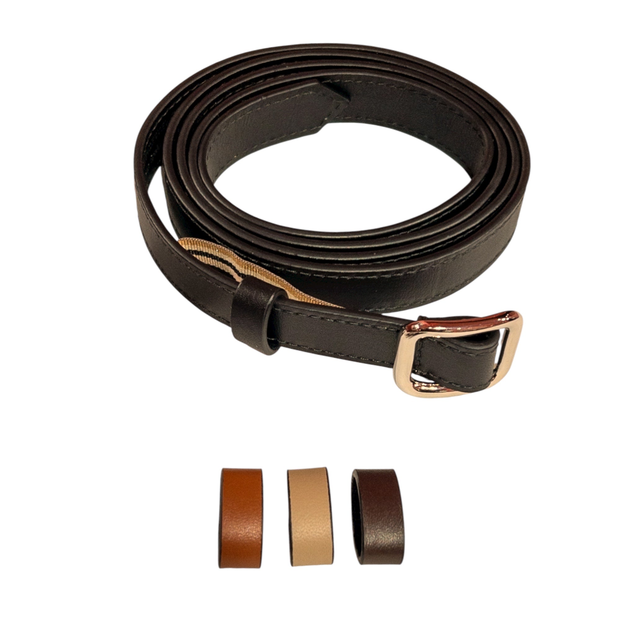 Slim single belt - Black with gold trim