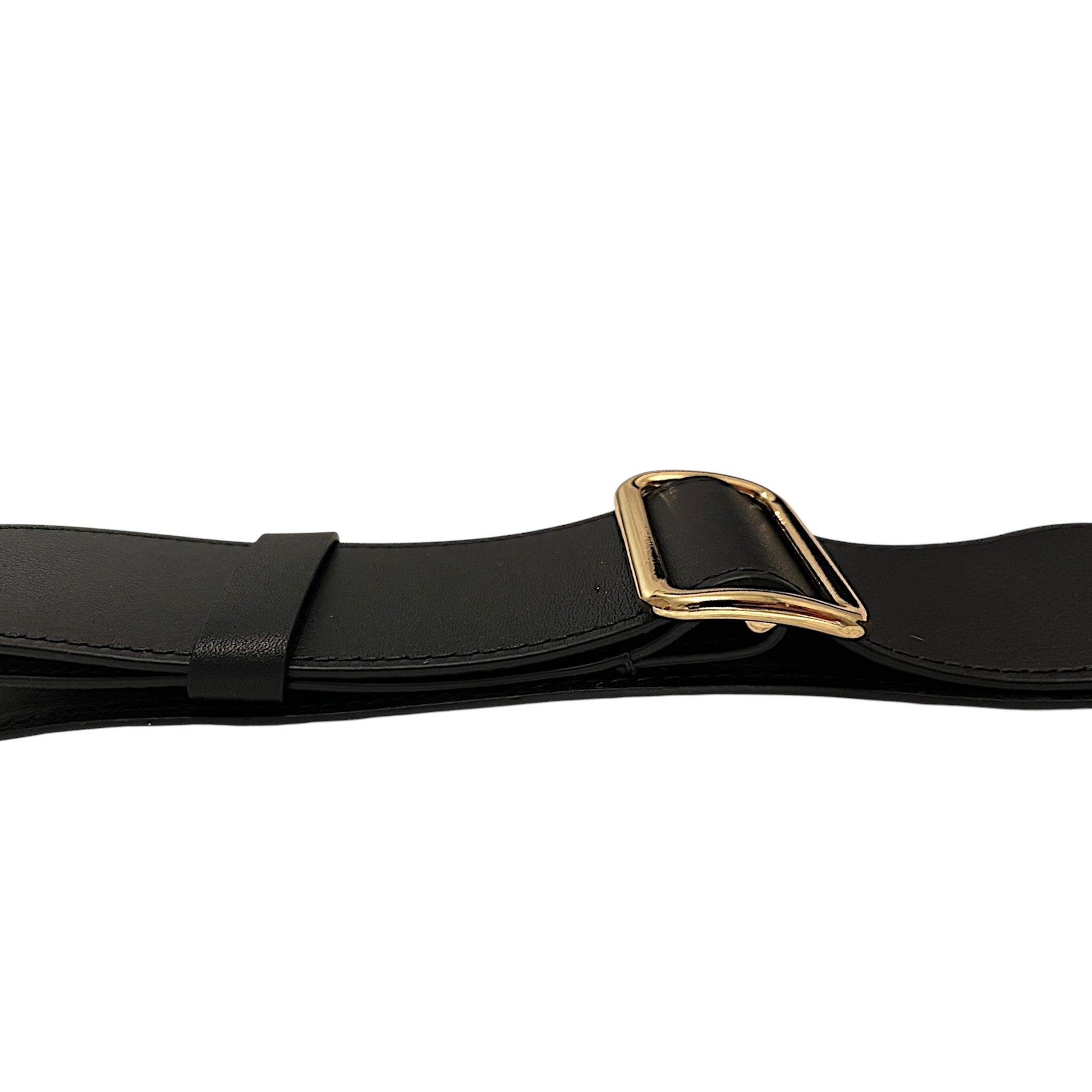 Single wide belt - Black with gold trim