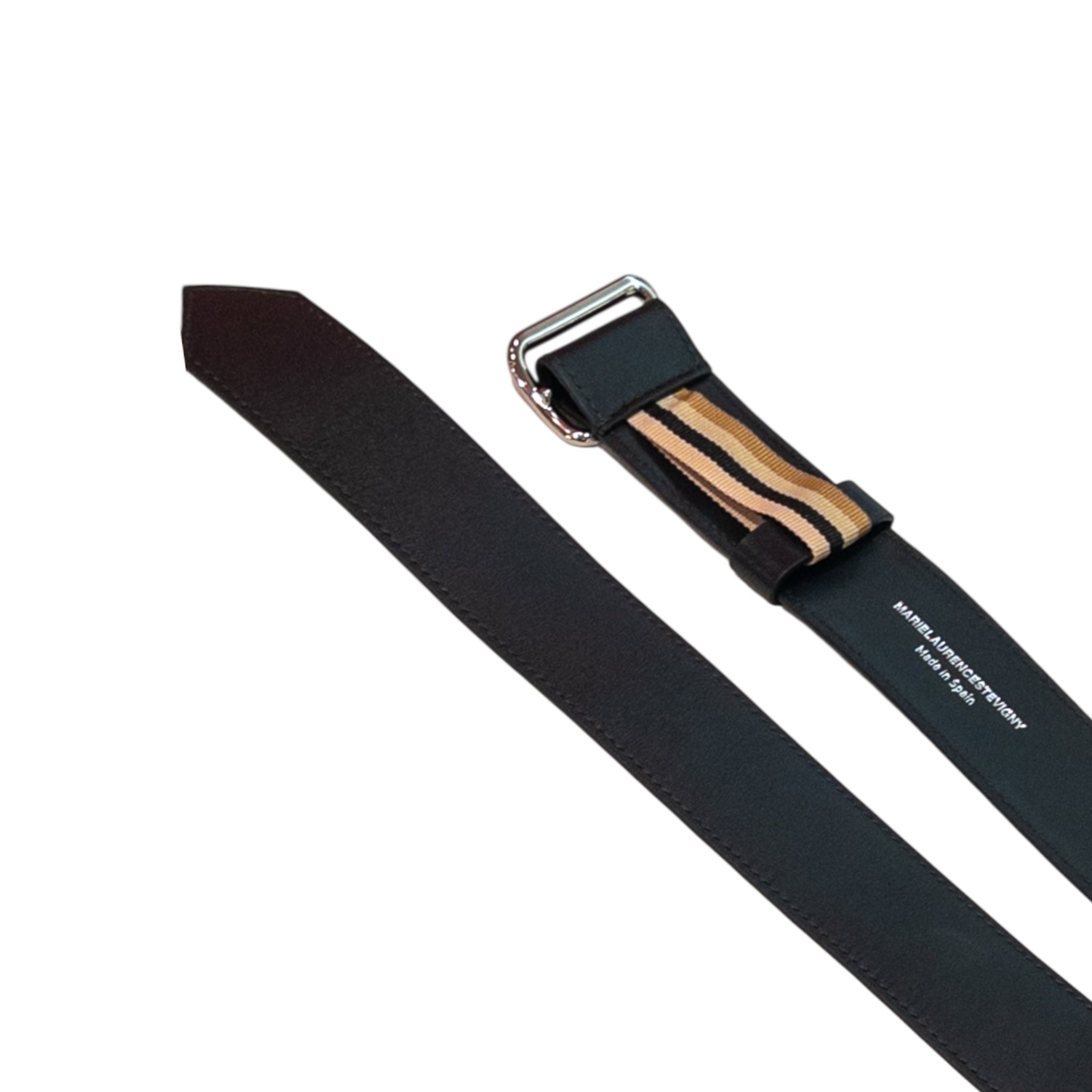 Single wide belt - Black with silver trim