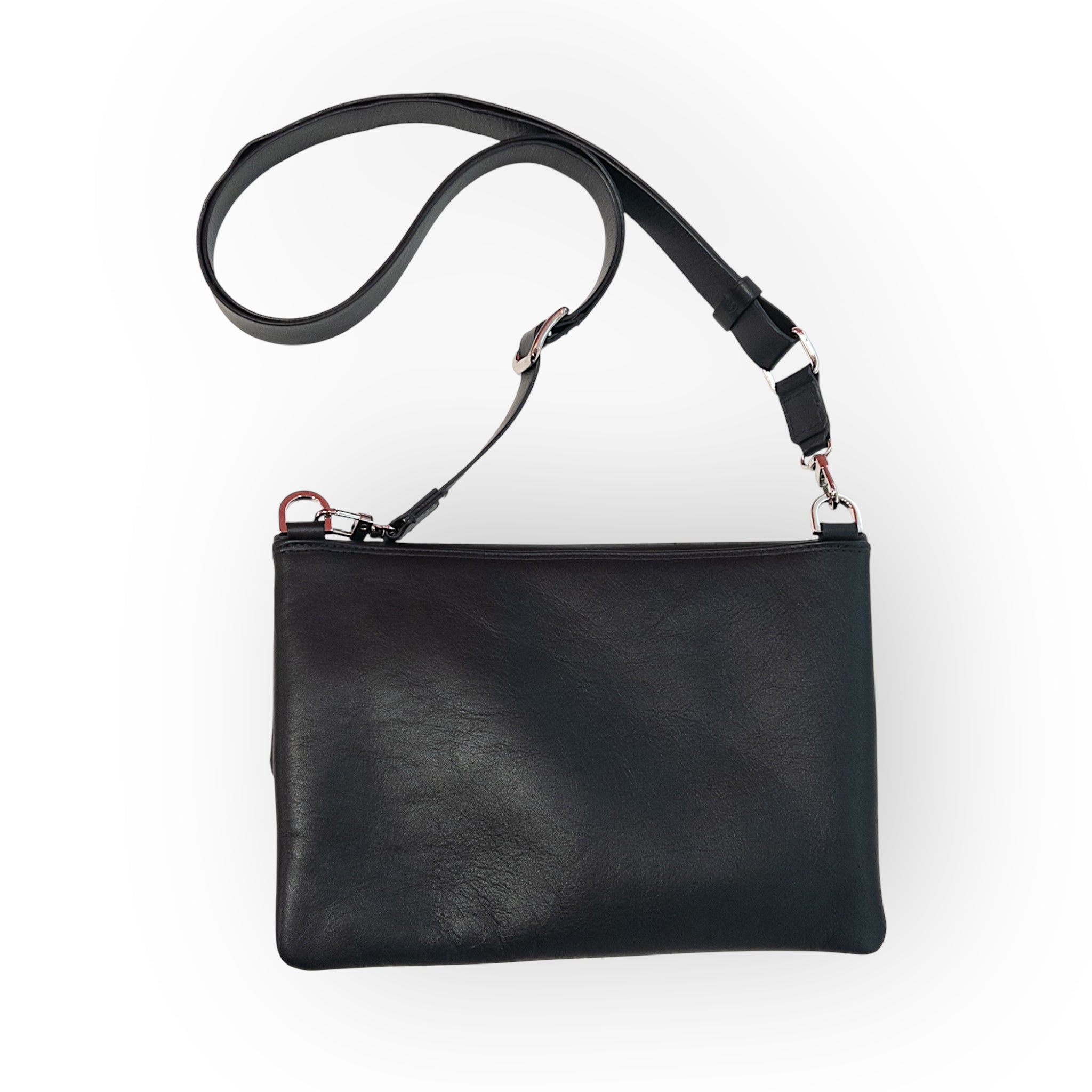Duo Pocket fold-over flap with Pocket Duo zipped medium - Black silver finish