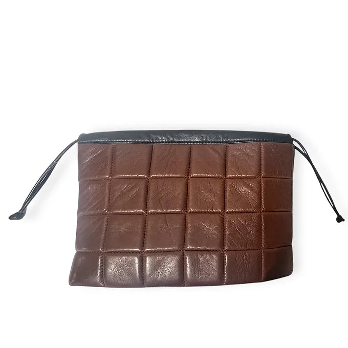 Drawstring Pocket - String medium - Cognac and black quilted