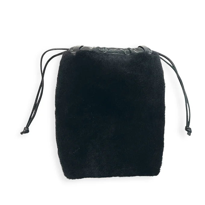 Drawstring Pocket - Micro String - Black wool skin