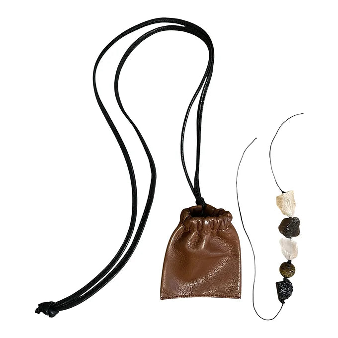 Pochette à lien de serrage - String mini - Cognac