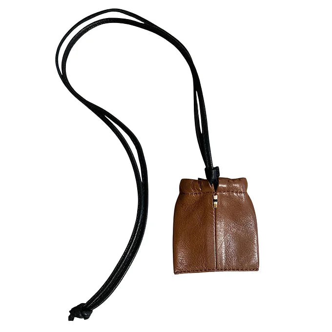 Pochette à lien de serrage - String mini - Cognac