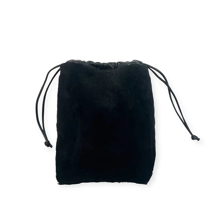 Drawstring Pocket - Micro String - Black wool skin