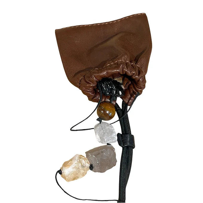 Pochette à lien de serrage - String mini - Cognac