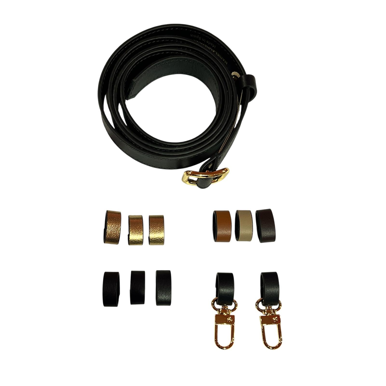 Slim single belt - Black with gold trim