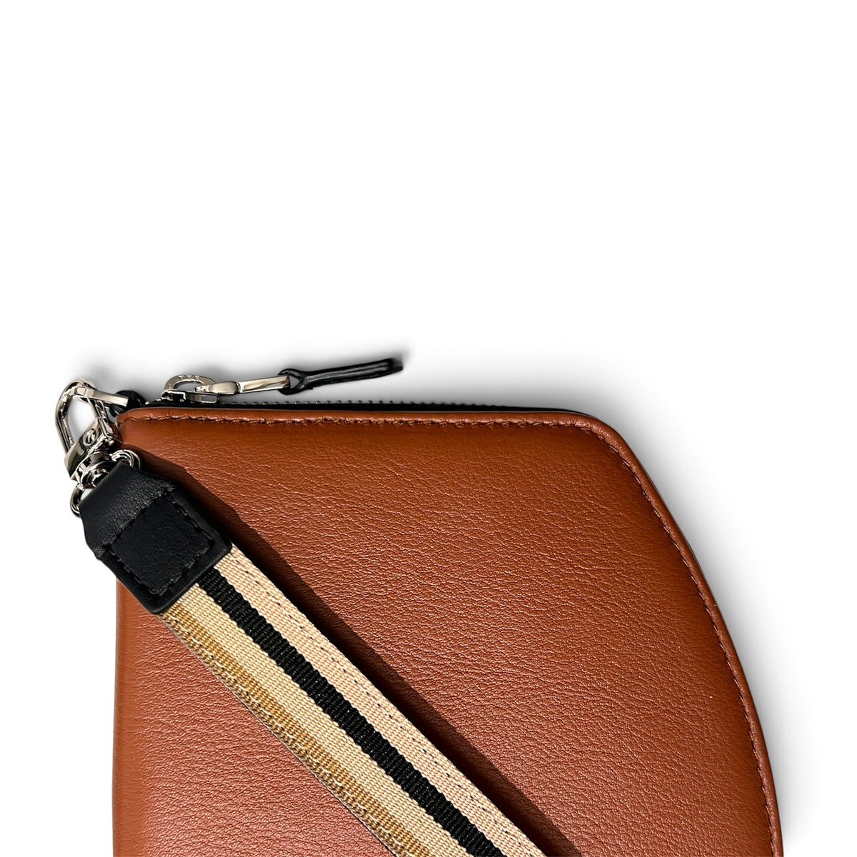 Organized Shoulder Bag - Medium " Pocket " - Cognac with Silver Accents