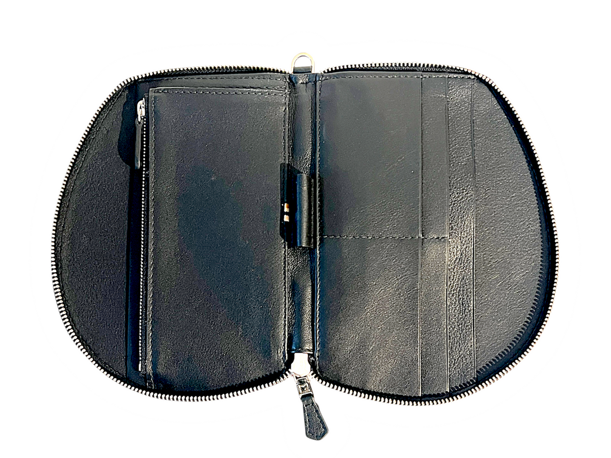 Pochette organisée bandoulière - Pocket medium - Noir fintions argentées
