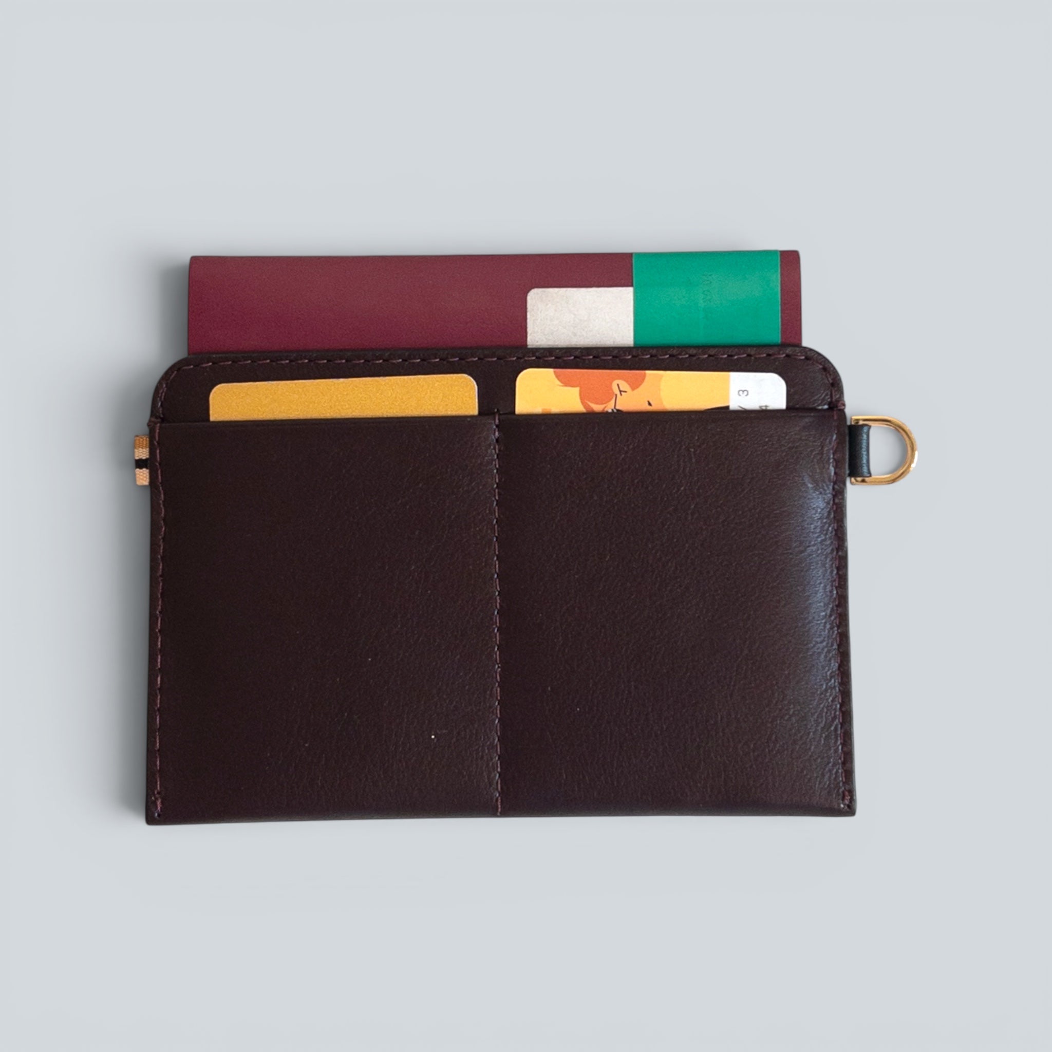 Portefeuille RFID - Zip Travel - Bordeaux et finitions dorées
