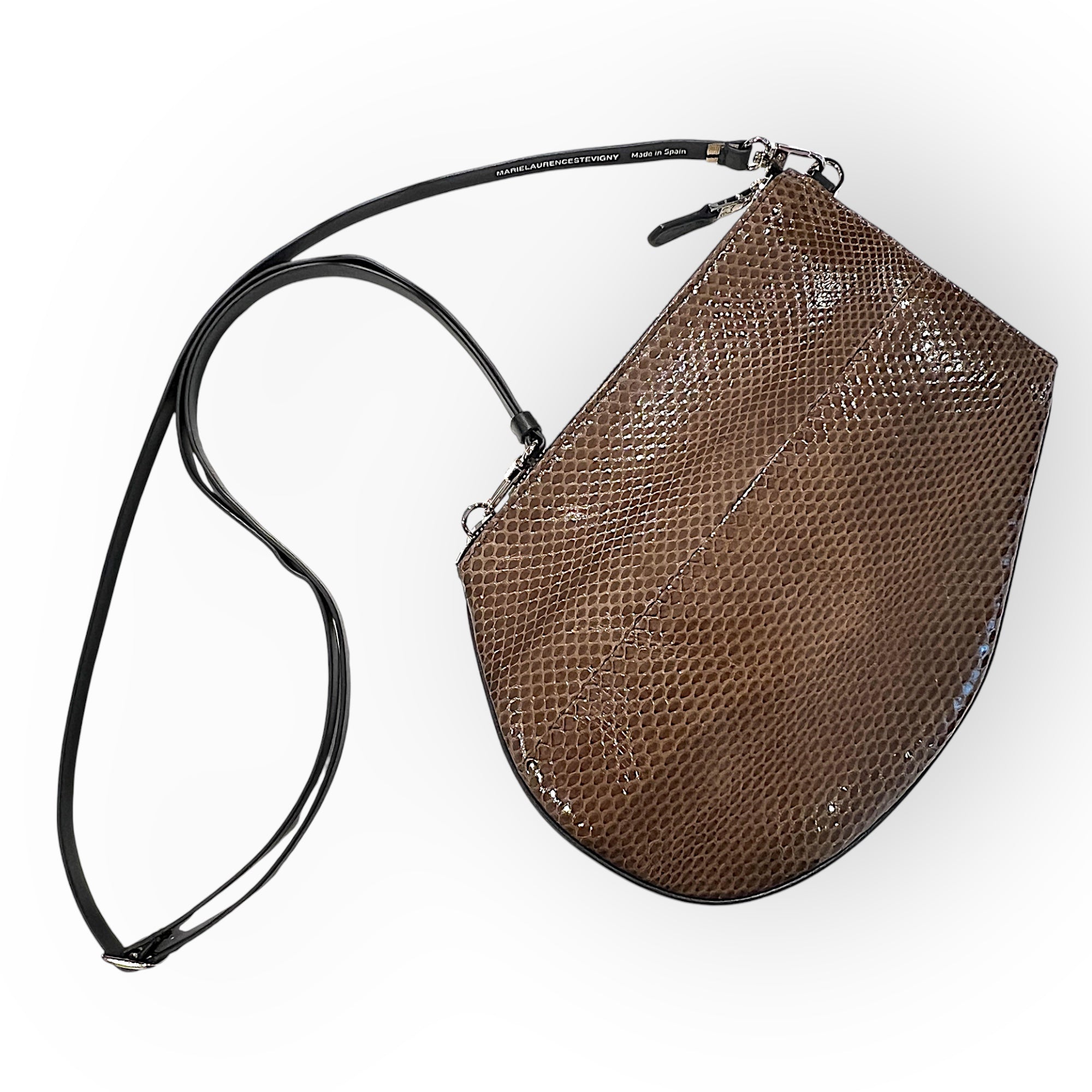 Pochette bandoulière - Zip medium - Serpent moka