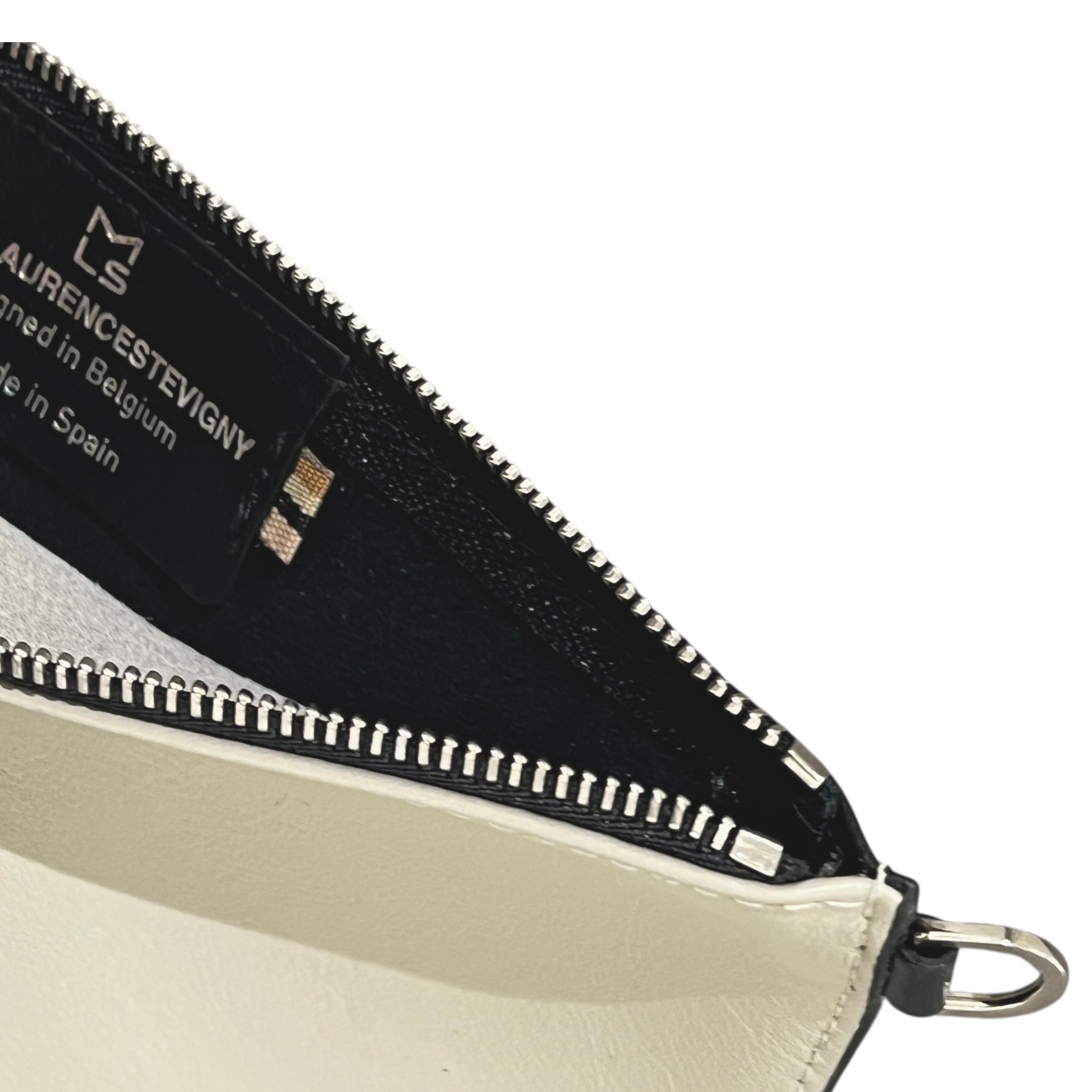 Pochette bandoulière - Zip medium - Blanc cassé et noir - non doublée
