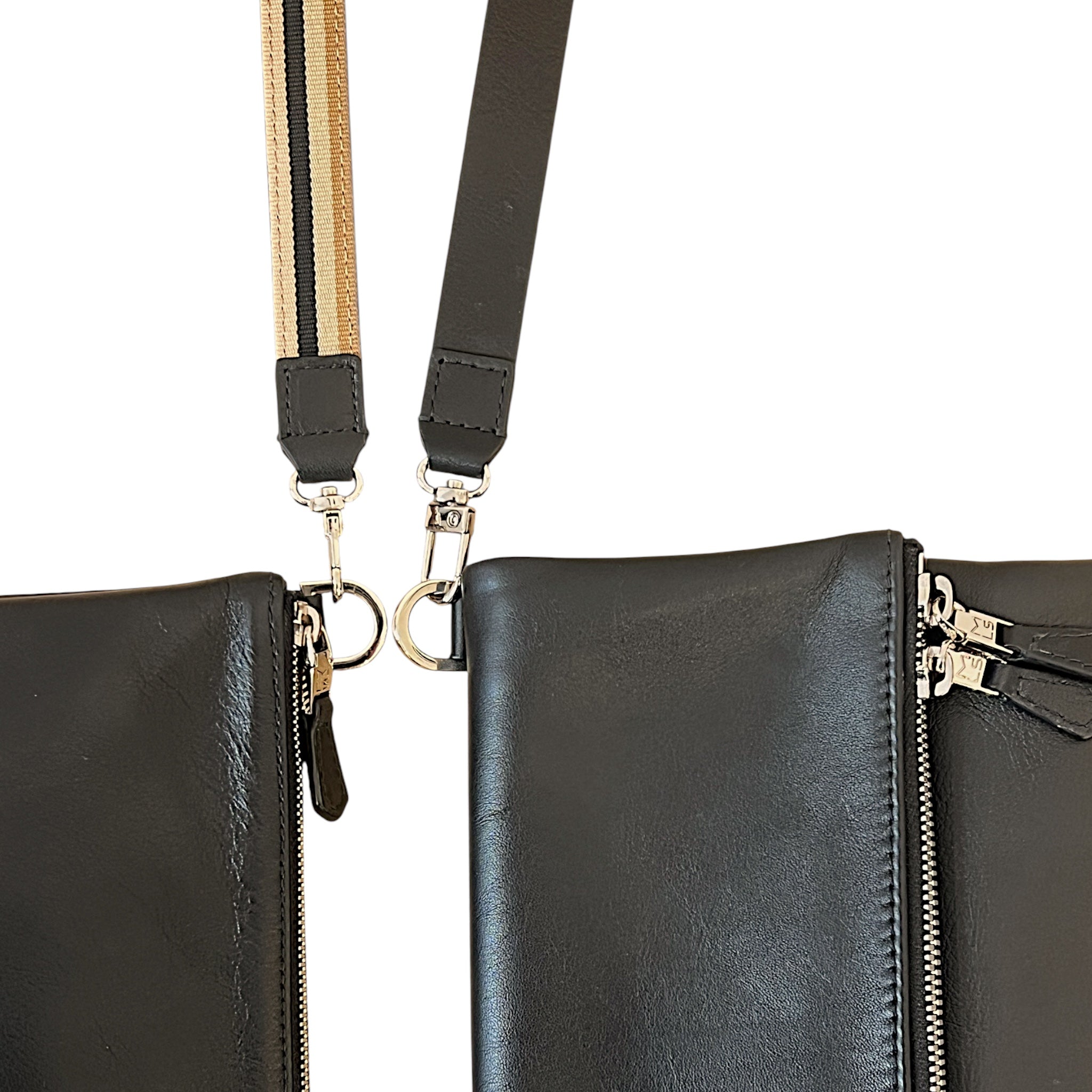 Duo Pocket fold-over flap with Pocket Duo zipped medium - Black silver finish