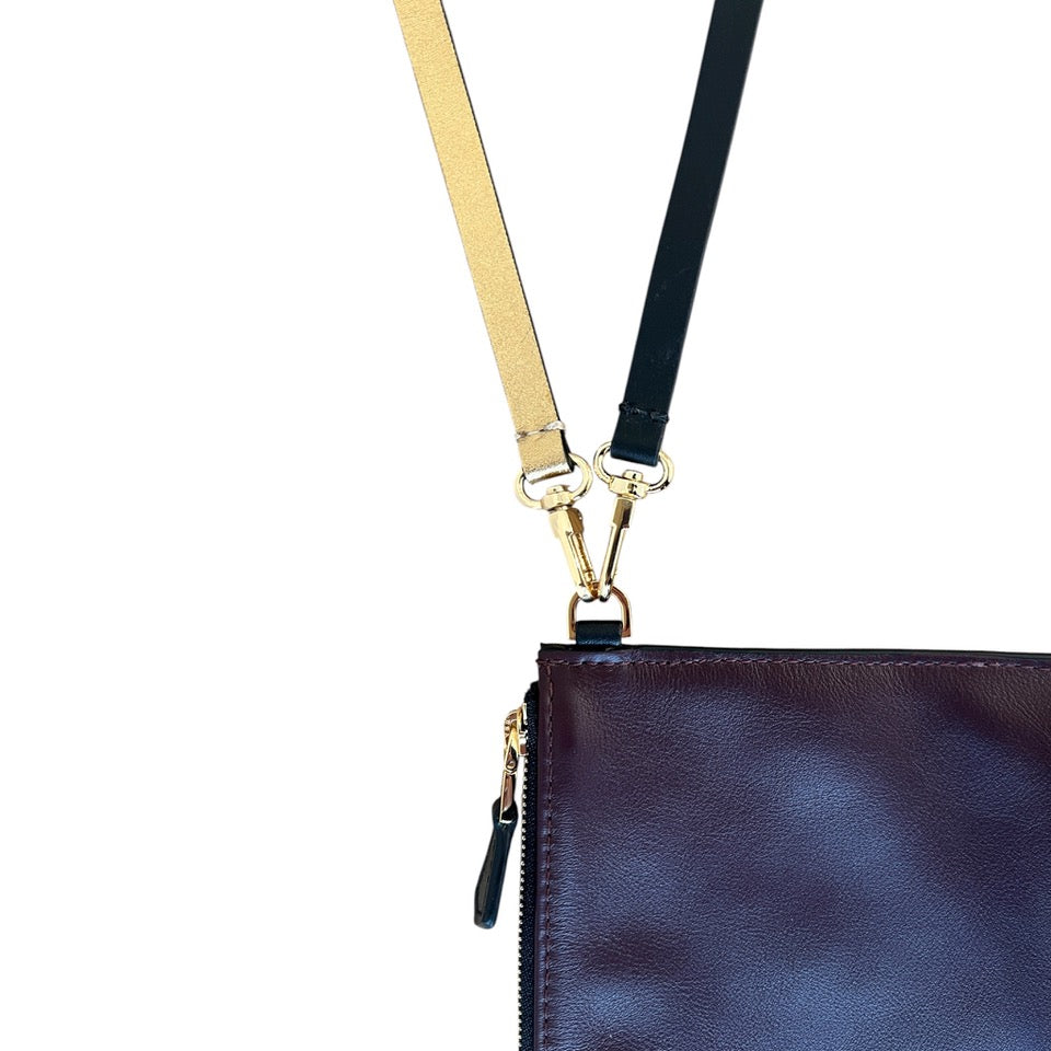 Pochette bandoulière - Zip medium - Bordeaux et finitions dorées