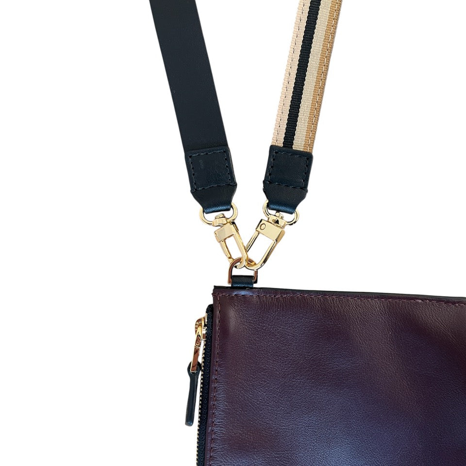 Pochette bandoulière - Zip medium - Bordeaux et finitions dorées