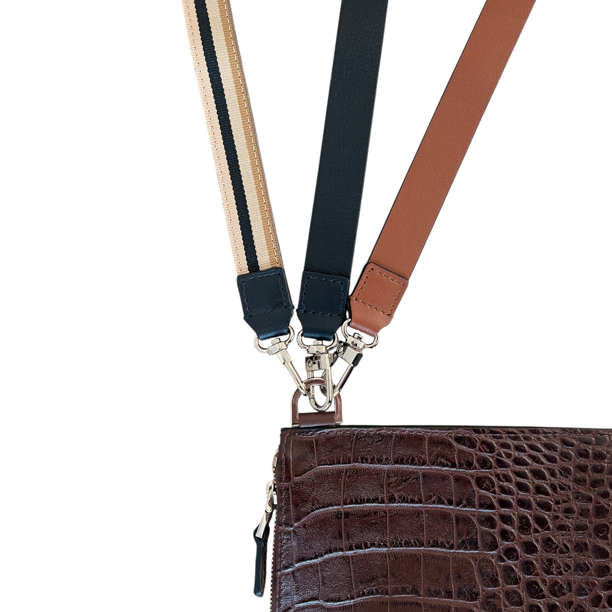 Pocket shoulder strap - Zip XL - Ebony and black crocodile leather
