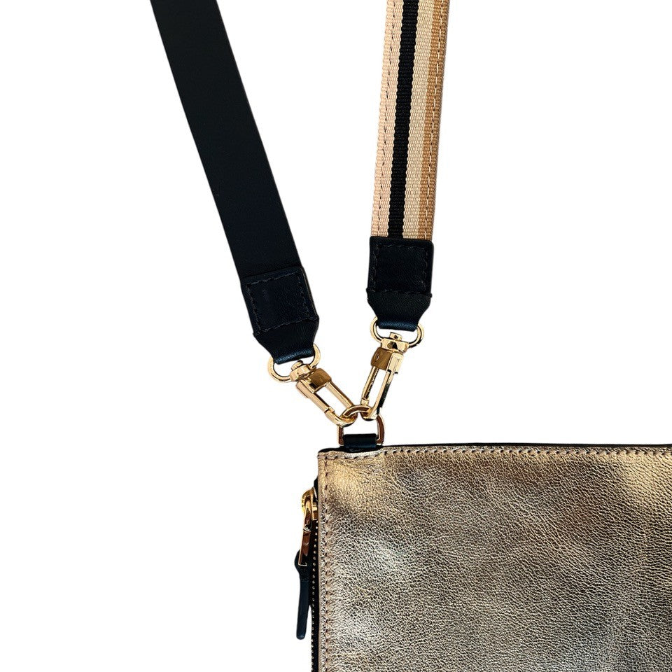 Pochette bandoulière - Zip medium - Doré et noir