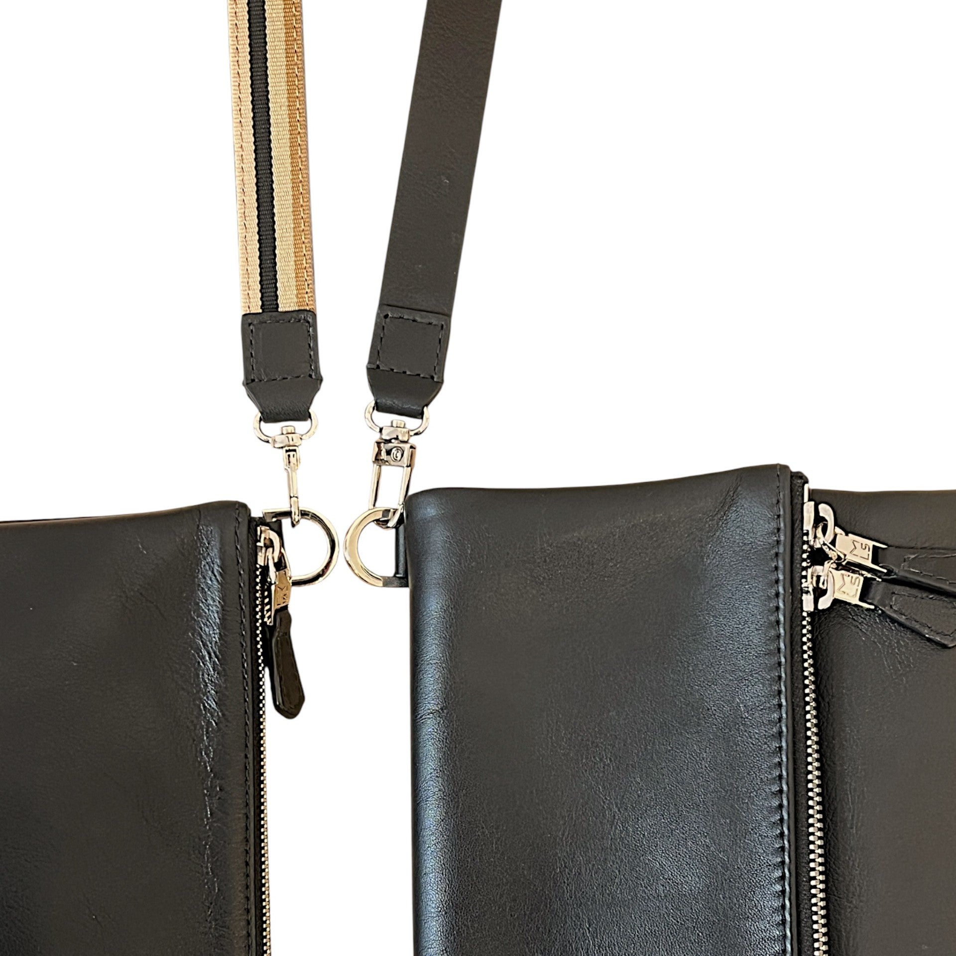 Duo pochette pliée à rabat avec pochette Duo zippée medium - Noir noir finition argent