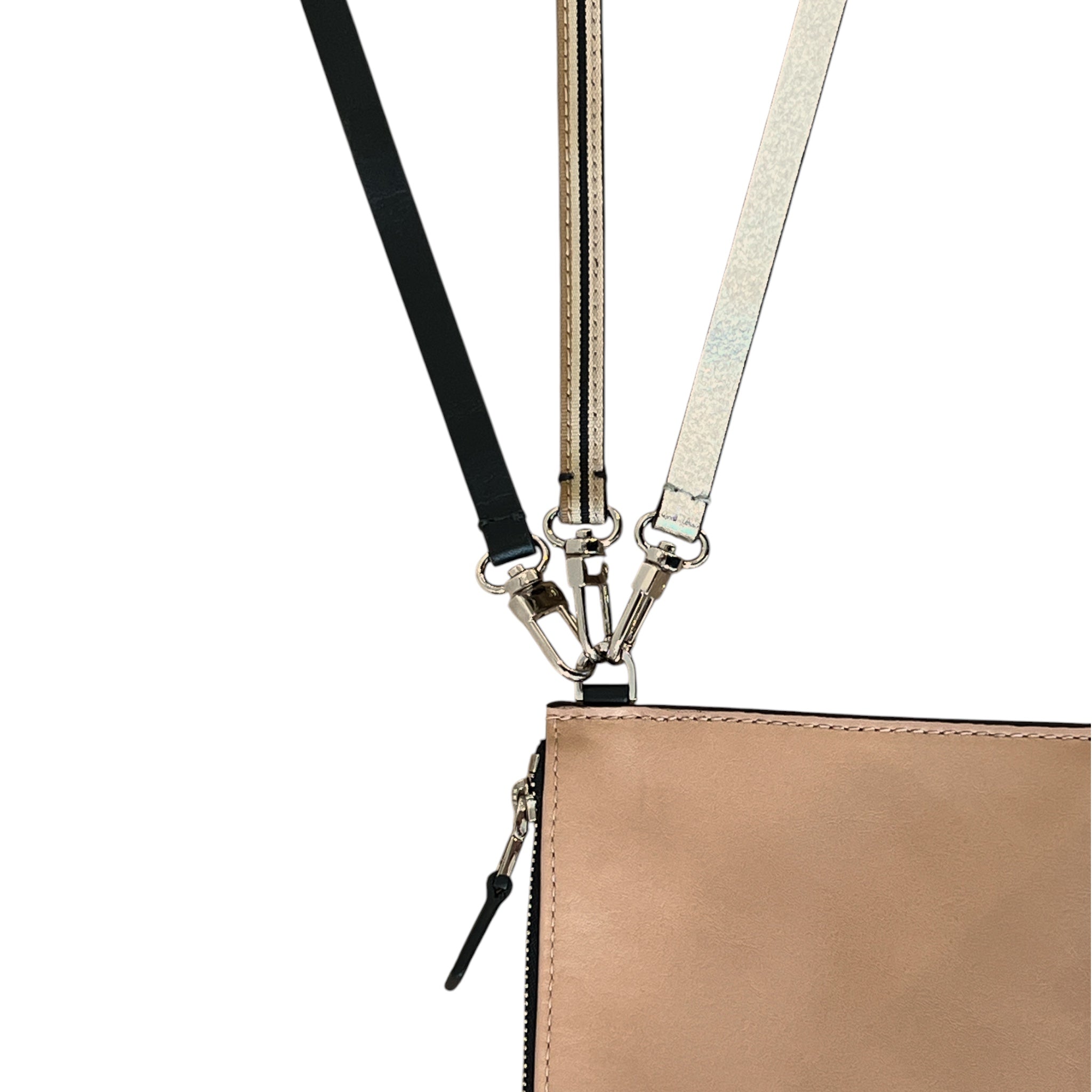 Pochette bandoulière - Zip medium - Nude et noir