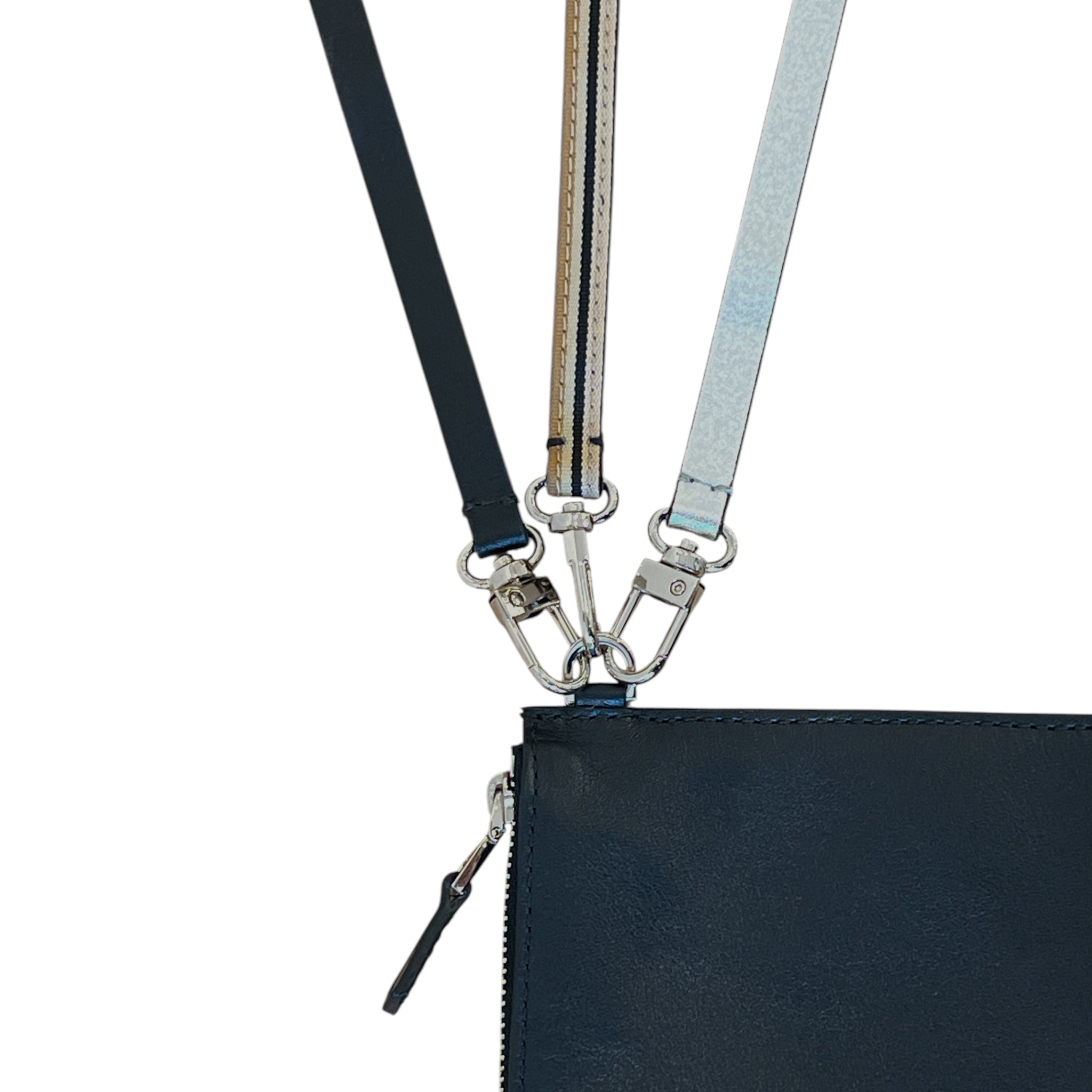 Pochette bandoulière - Zip XL - Noir et finitions argentées