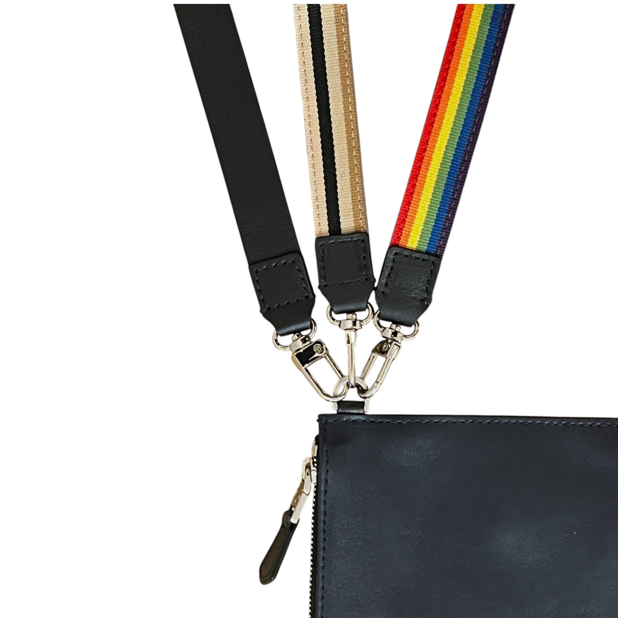 Pochette bandoulière - Zip XL - Noir et finitions argentées
