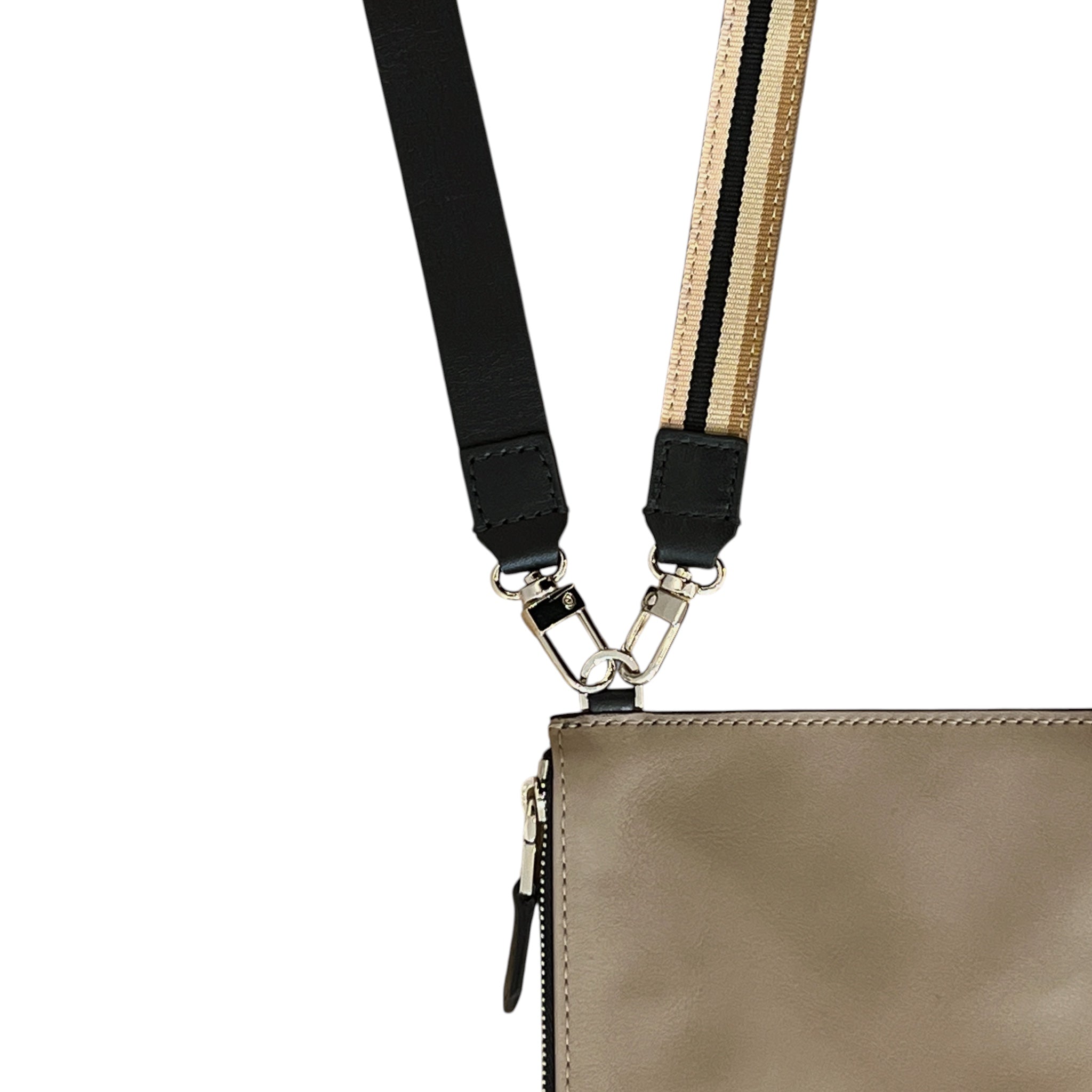 Pochette bandoulière - Zip XL - Taupe et noir