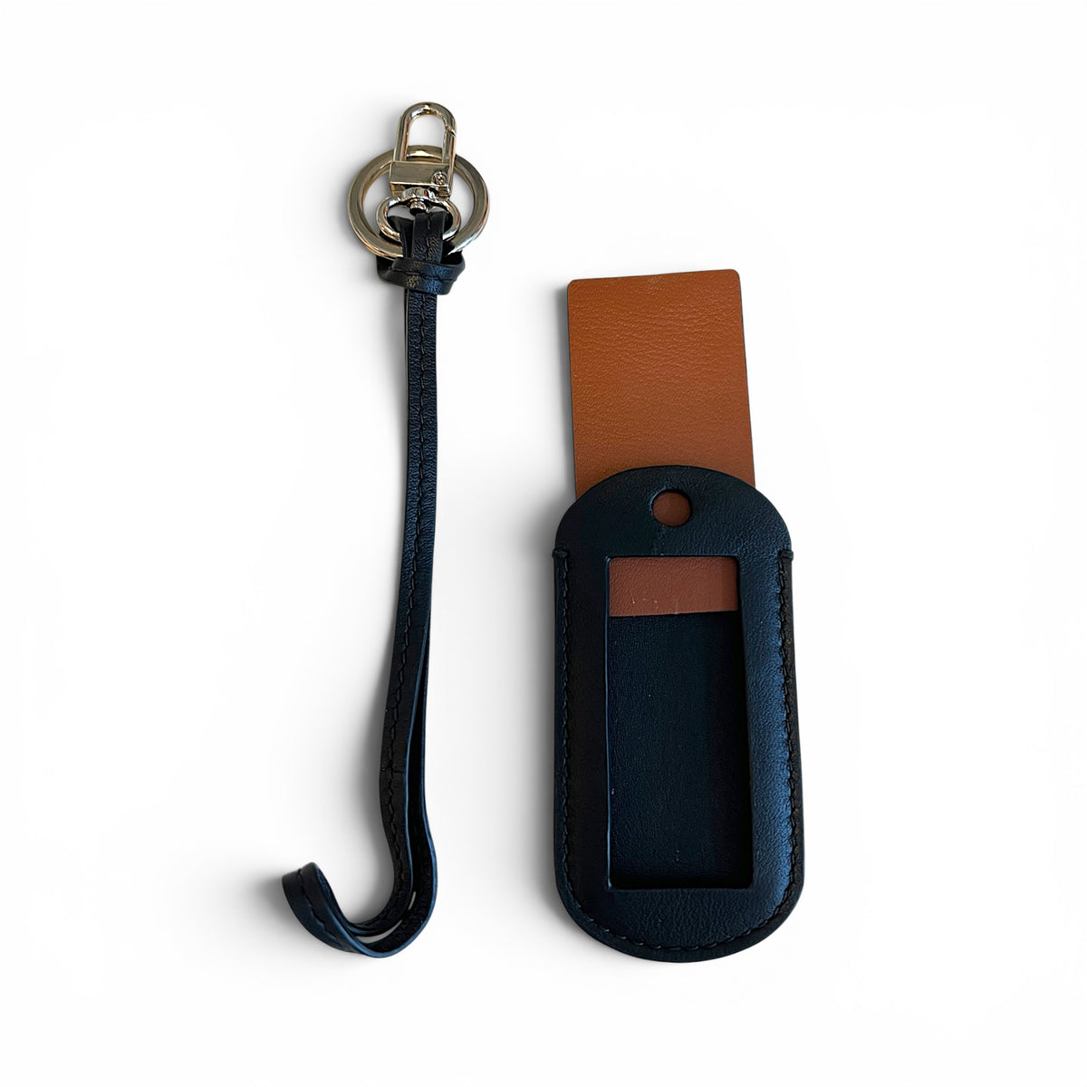 Porte-étiquette et porte-clés personnalisable - Noir finitions argentées