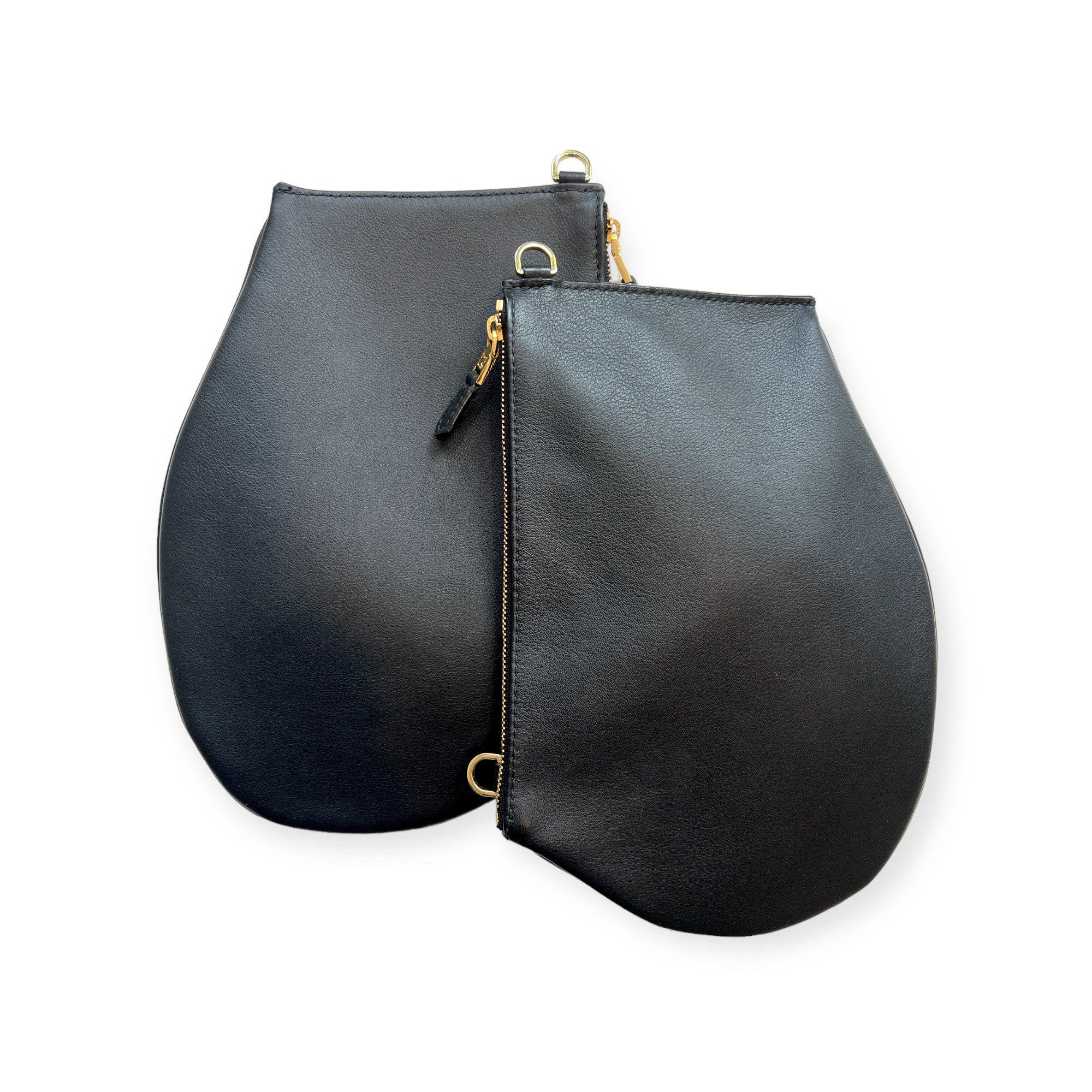 mls-marielaurencestevigny- reversible Zip  maxi purse  cross body black leather and gold h