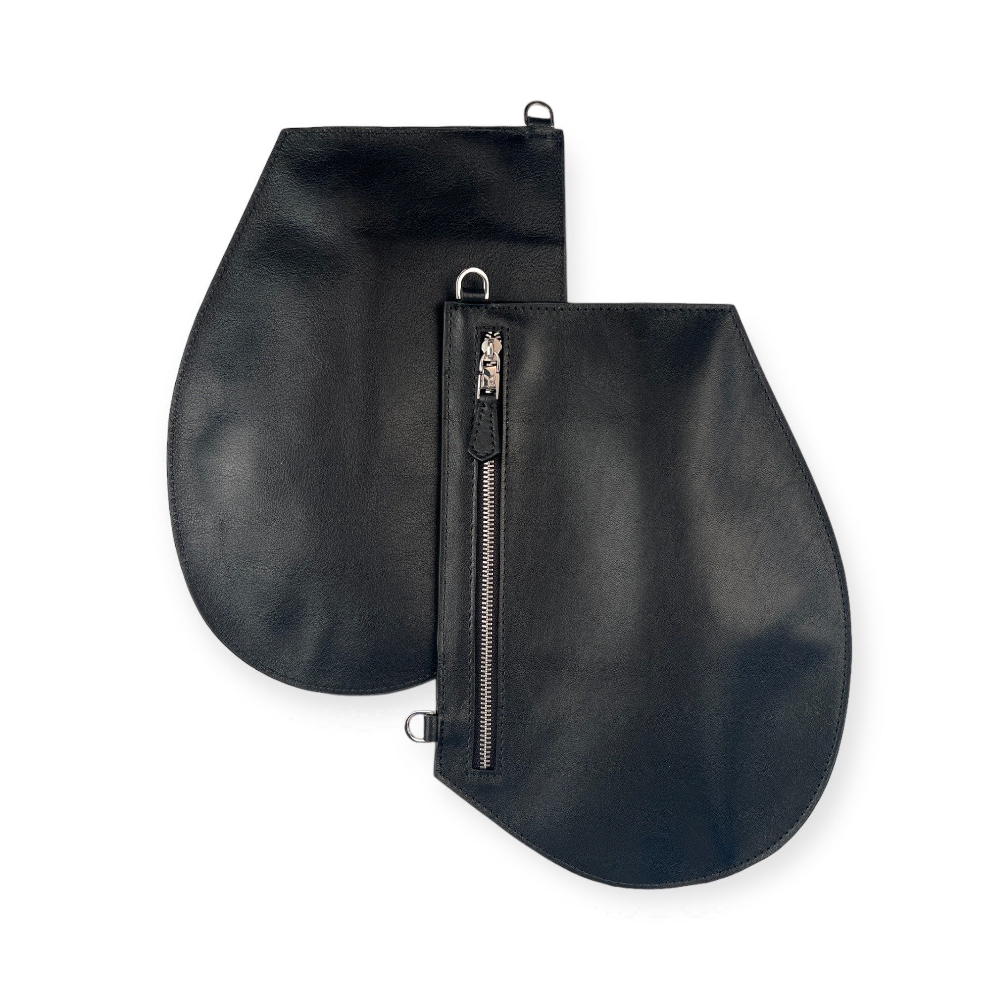 Pochette bandoulière - Zip medium cut - Noir et finitions argentées