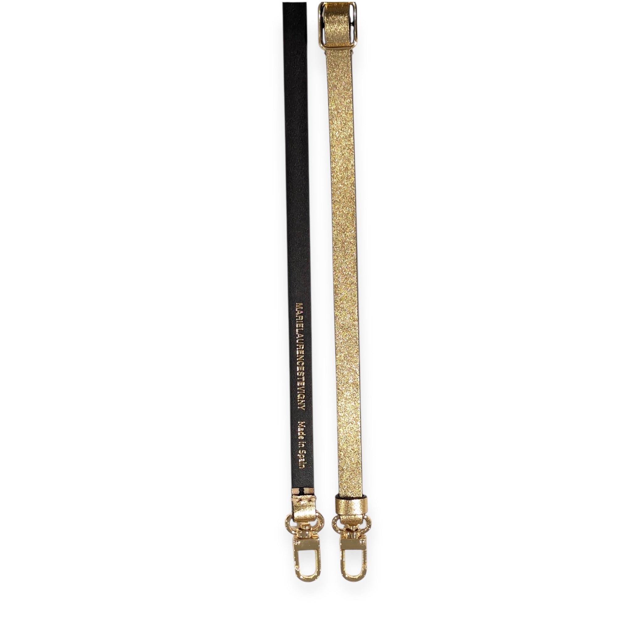 MARIELAURENCESTEVIGNY-gold edition-narrow cross adjustable strap-gold   metallic leather a